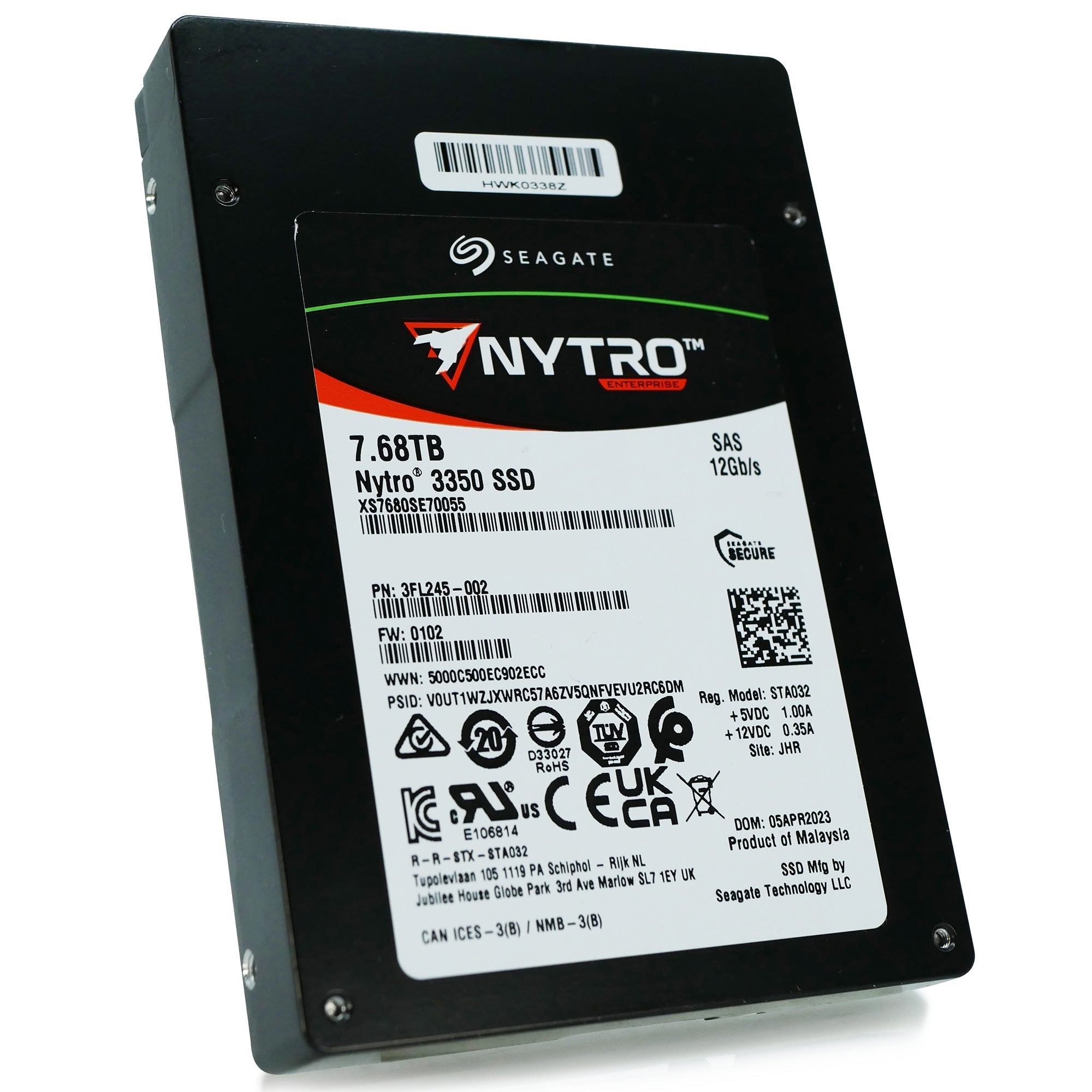 Seagate Nytro 3332 XS7680SE70055 7.68TB 1 DWPD SAS 12Gb/s 3D TLC 2.5in Solid State Drive