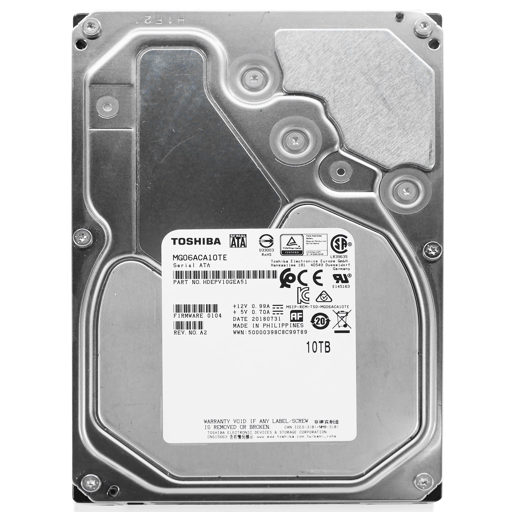 Toshiba MG06 MG06ACA10TE 10TB 7.2K RPM SATA 6Gb/s 512e Enterprise 3.5in Refurbished HDD