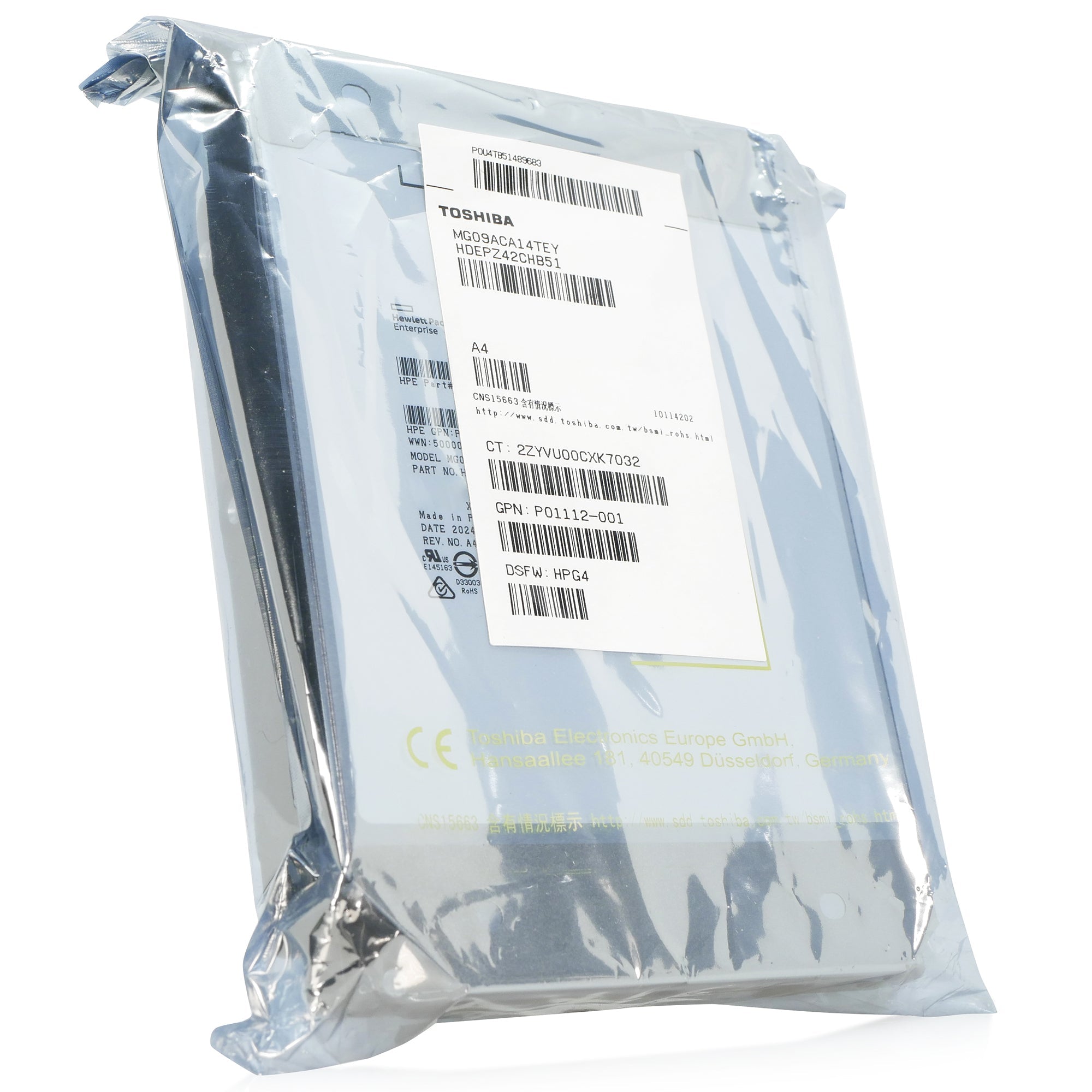 HP/Toshiba MG09 14TB MG09ACA14TEY HP P44925-004 7.2K RPM SATA 6Gb/s 4kn 3.5in Hard Drive