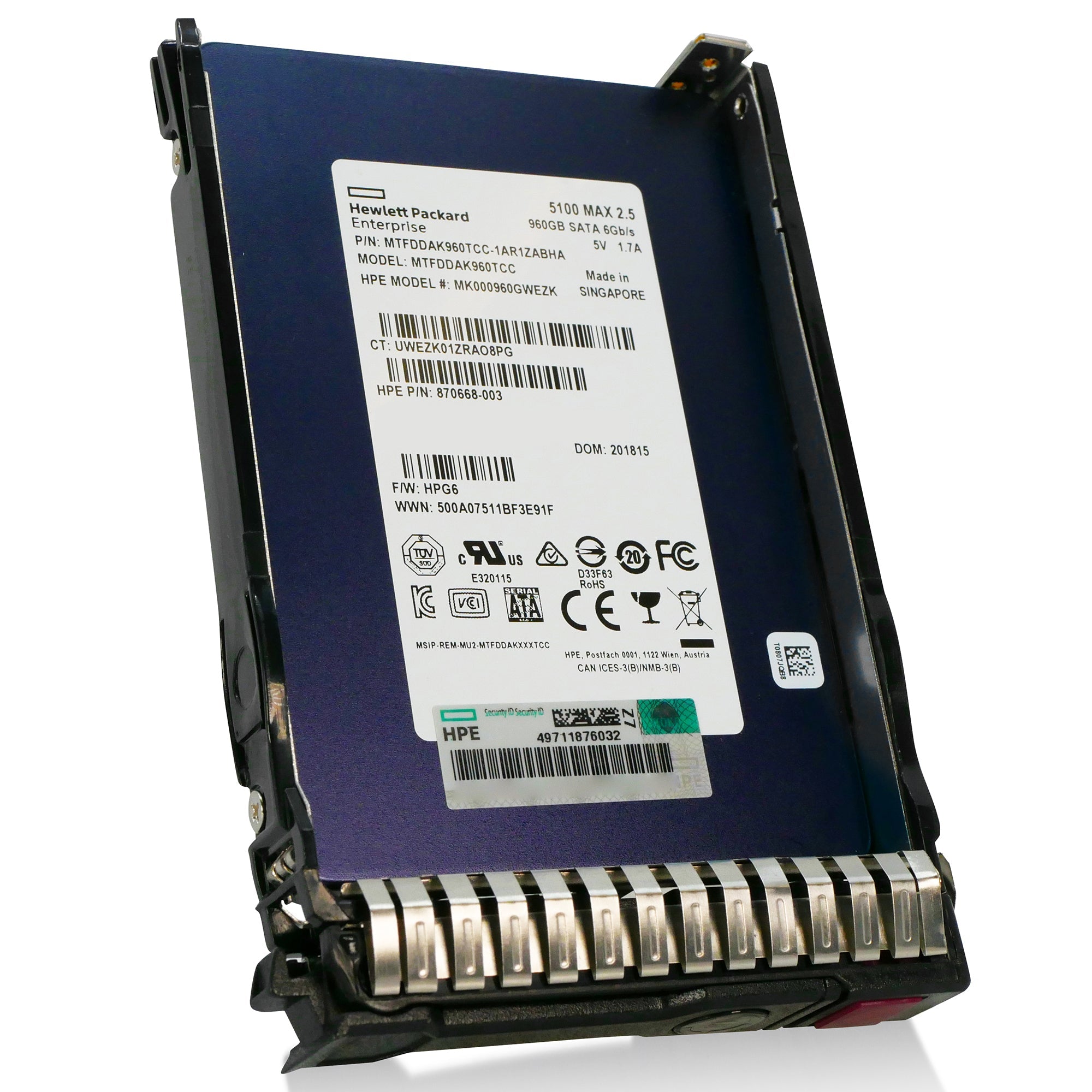 HP Generation 8 MK000960GWEZK 960GB SATA 6Gb/s 3D TLC 2.5in Refurbished SSD