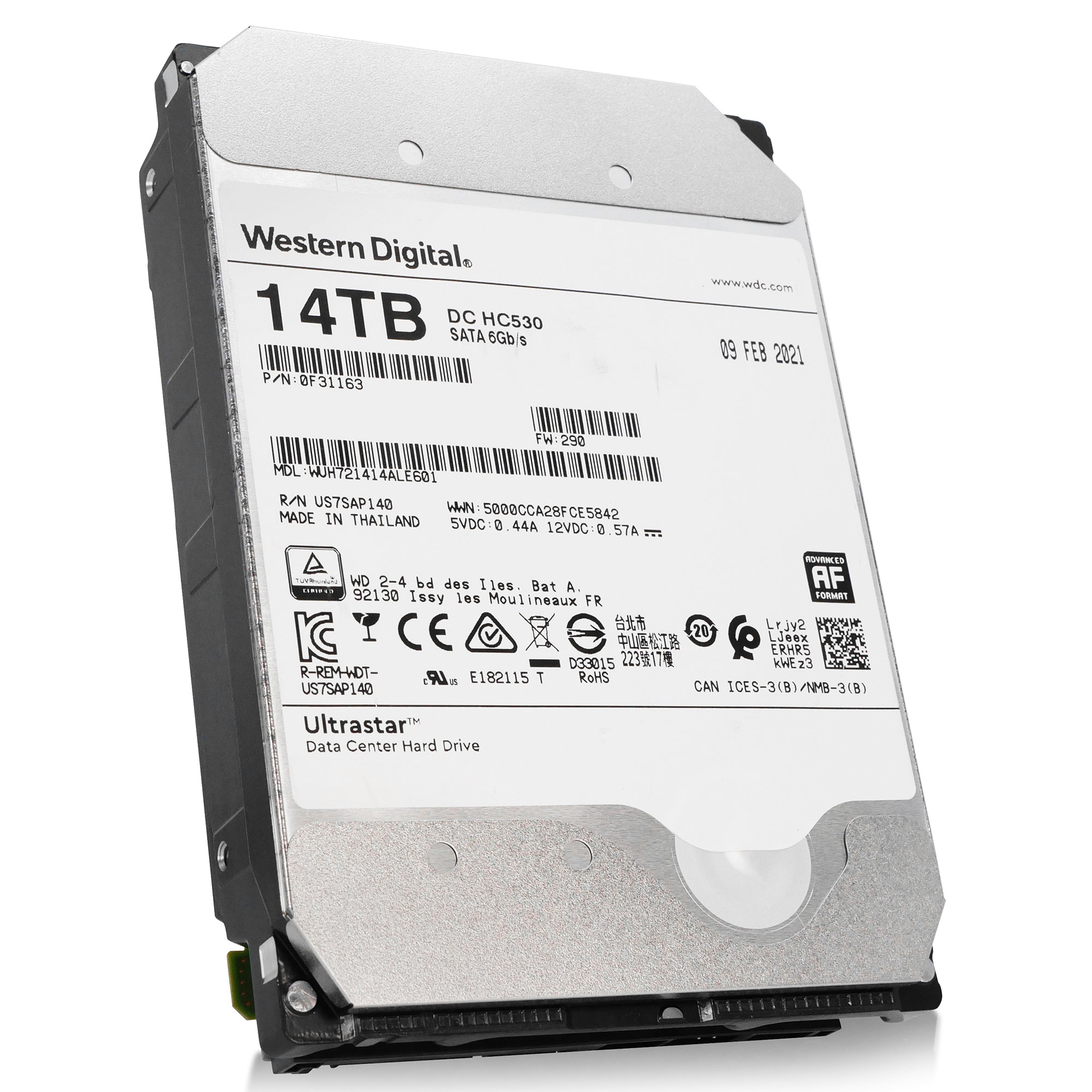 Western Digital Ultrastar DC HC530 WUH721414ALE601 0F31163 14TB 7.2K RPM SATA 6Gb/s 512e 3.5in Refurbished HDD