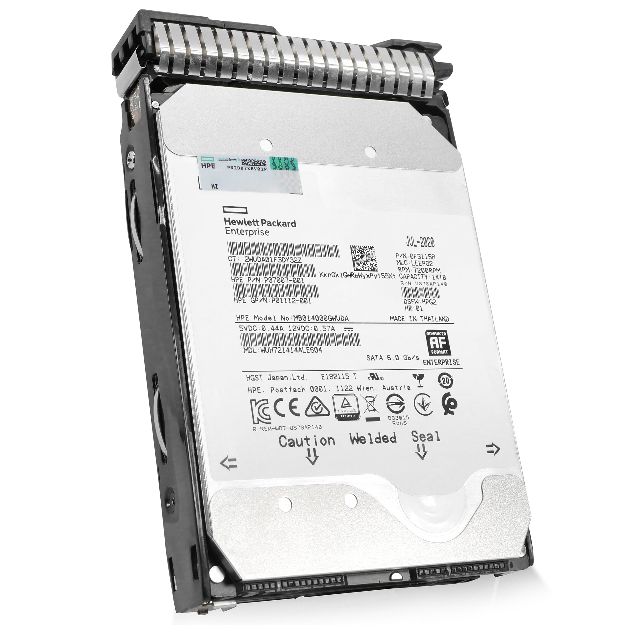 HP Generation 8 MB014000GWUDA P07007-001 14TB 7.2K RPM SATA 6Gb/s 512e 3.5in Recertified Hard Drive