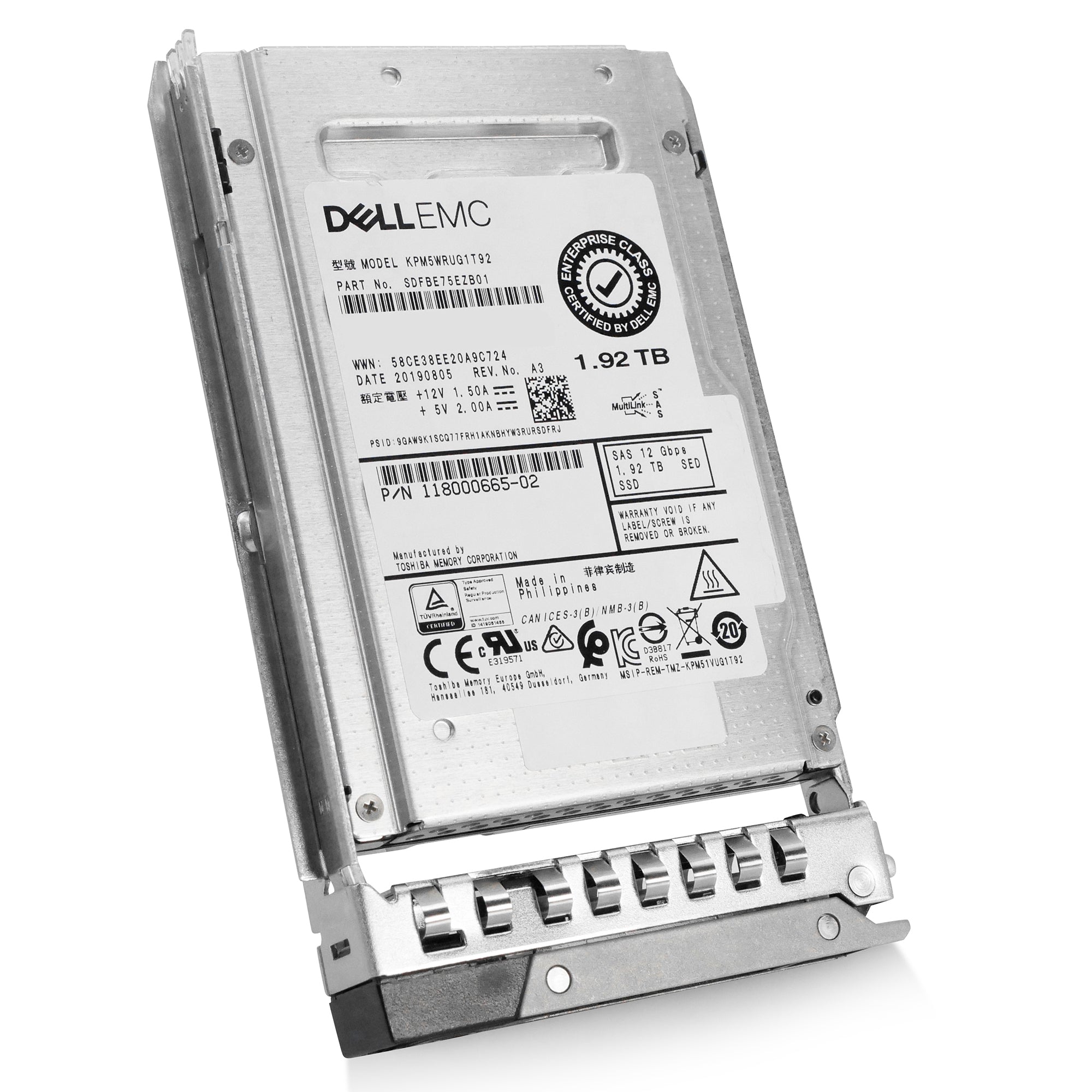 Dell G14 118000665-02 1.92TB 1 DWPD SAS 12Gb/s 3D TLC 2.5in Recertified Solid State Drive