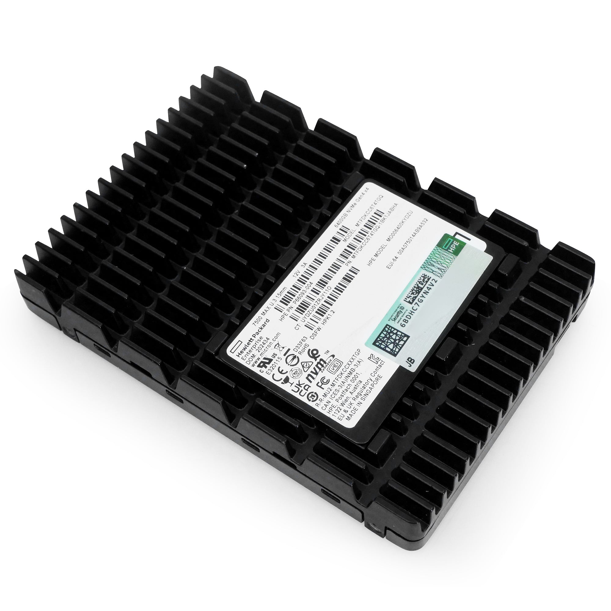 HP/Micron 7500 MAX MTFDKCC6T4TGQ 6.4TB PCIe Gen 4.0 x4 8GB/s 3D TLC U.3 NVMe 2.5in Refurbished SSD