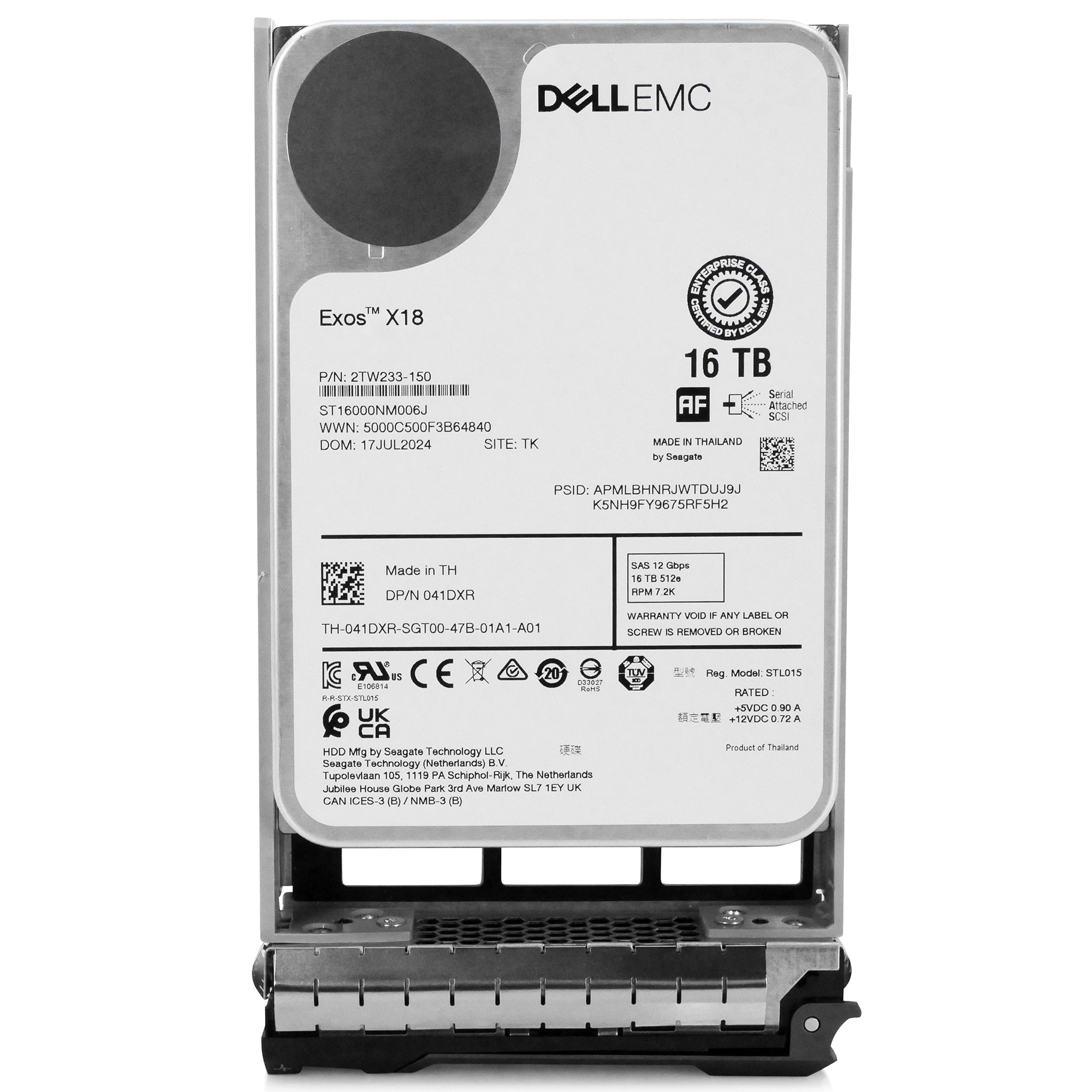 Dell G13 041DXR 16TB 7.2K RPM SAS 12Gb/s 512e 3.5in Hard Drive