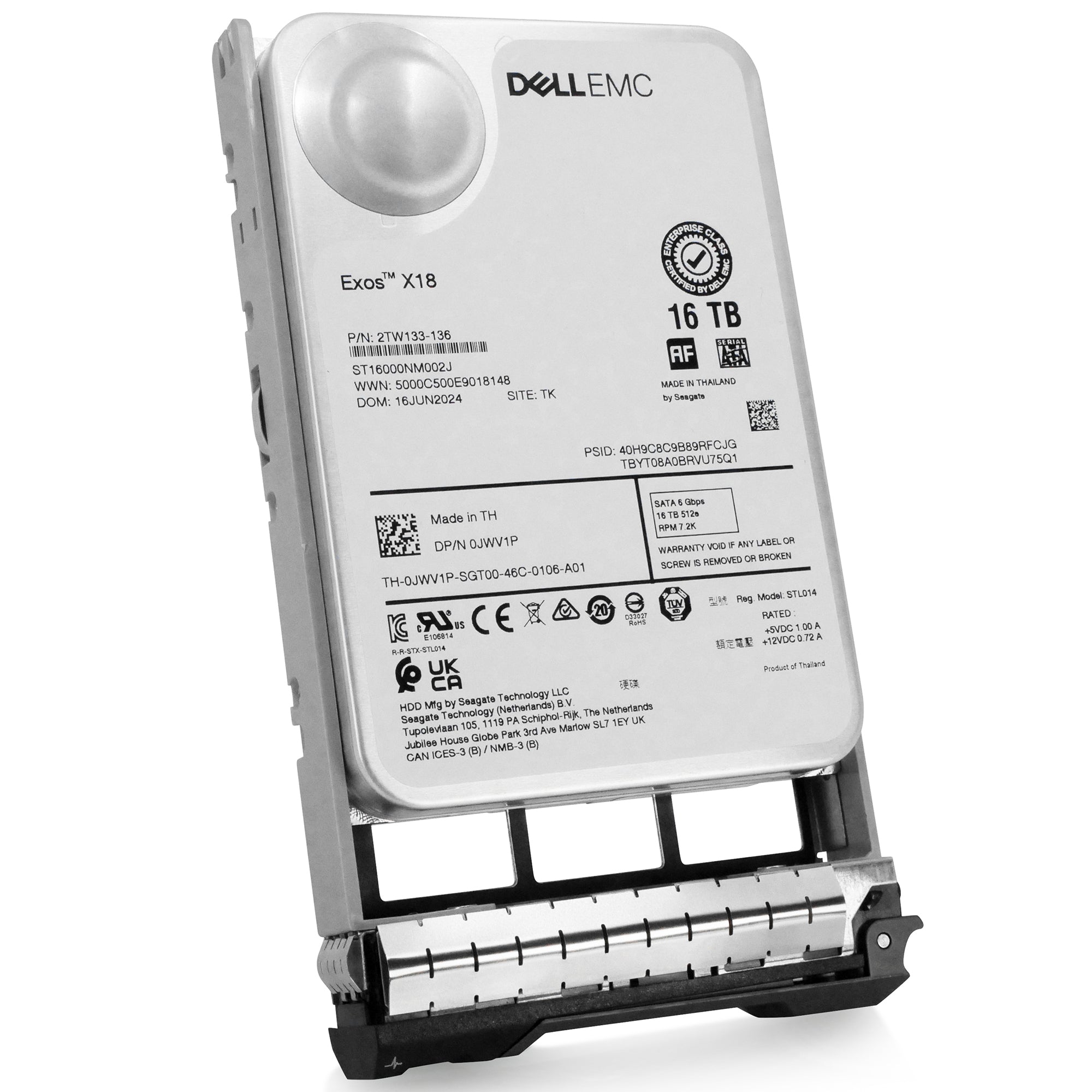 Dell G13 0JWV1P 16TB 7.2K RPM SATA 6Gb/s 512e 3.5in Hard Drive