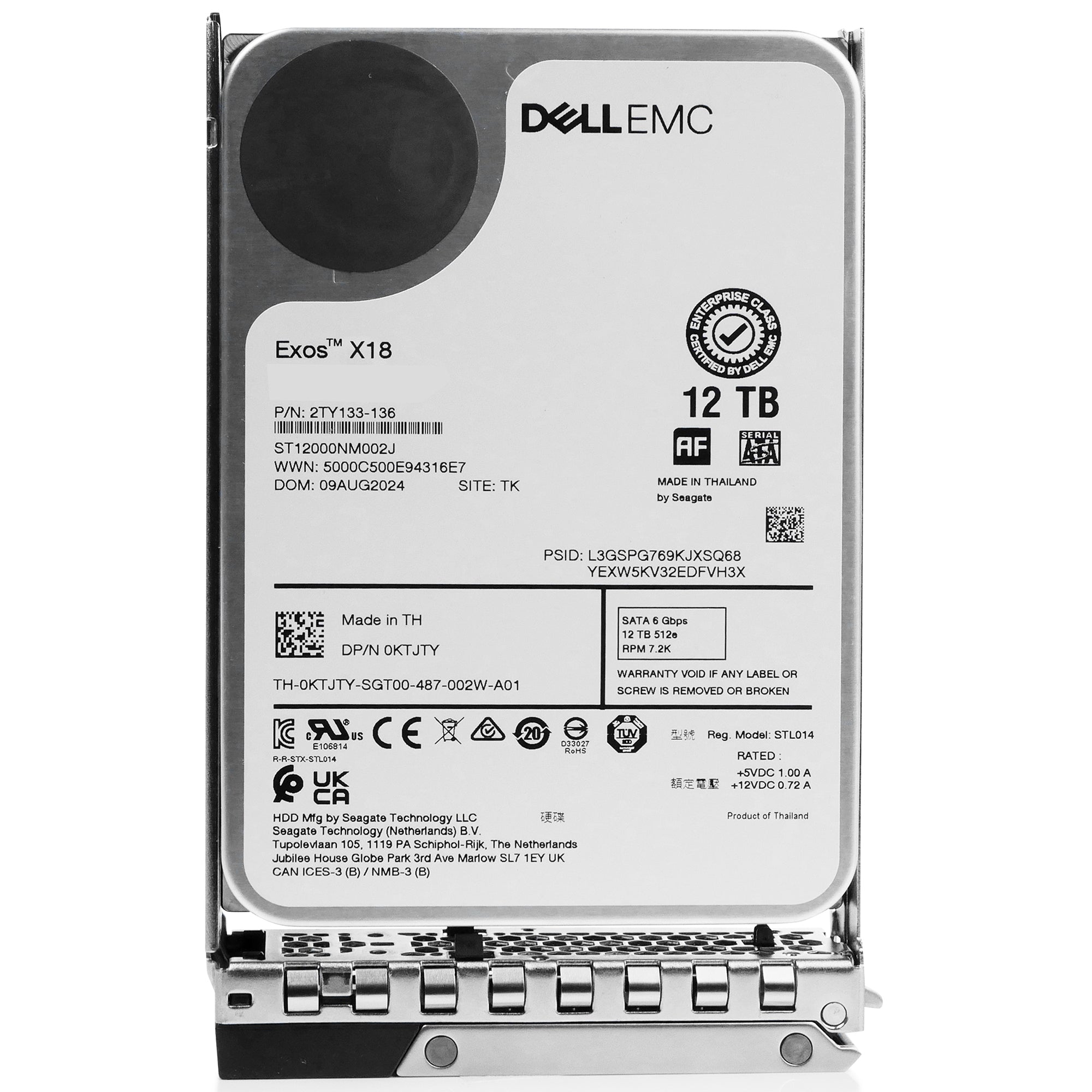 Dell G14 4VJHM 12TB 7.2K RPM SATA 6Gb/s 512e 256MB 3.5in HDD