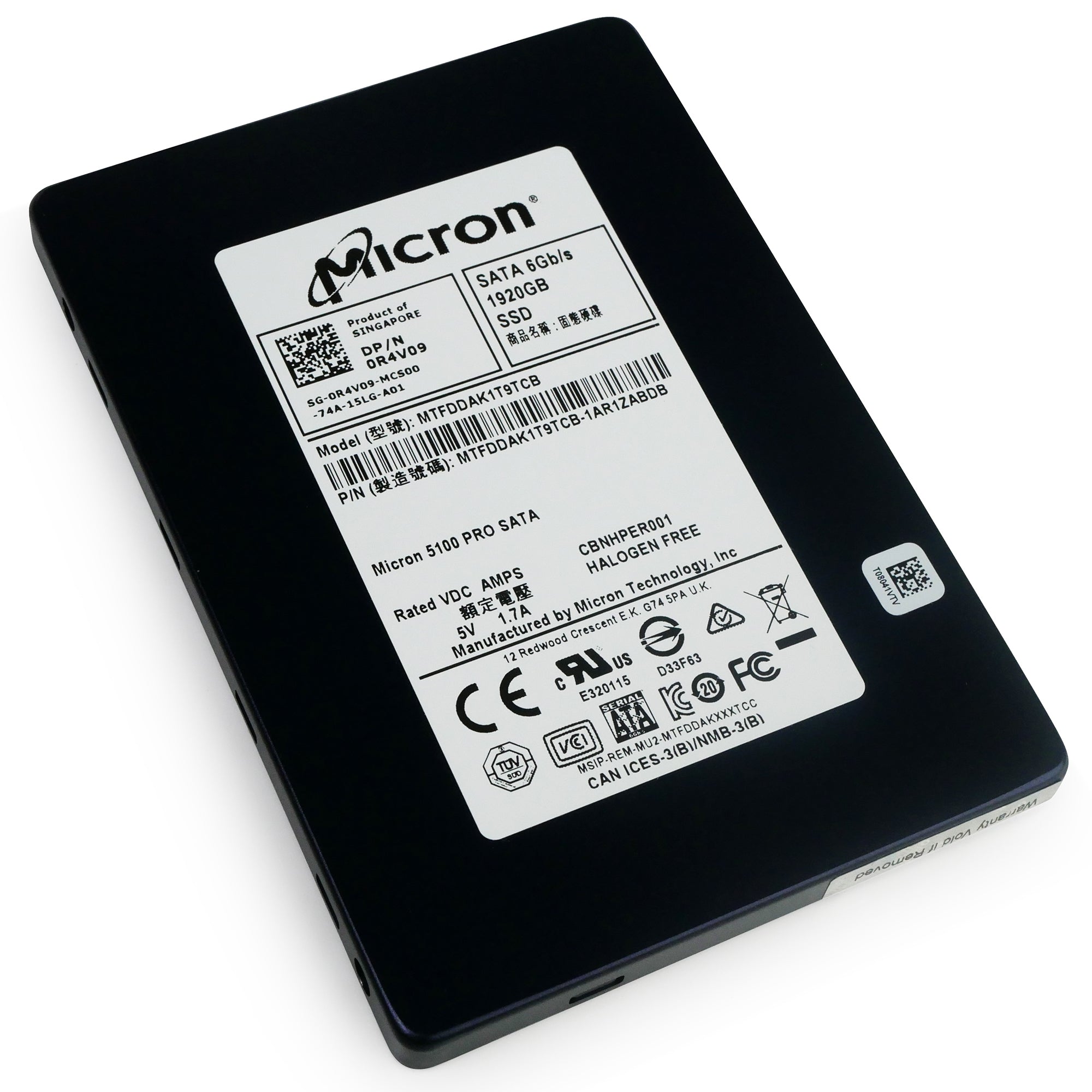 Dell/Micron 5100 PRO MTFDDAK1T9TCB 1.92TB SATA 6Gb/s 3D TLC 2.5in Solid State Drive