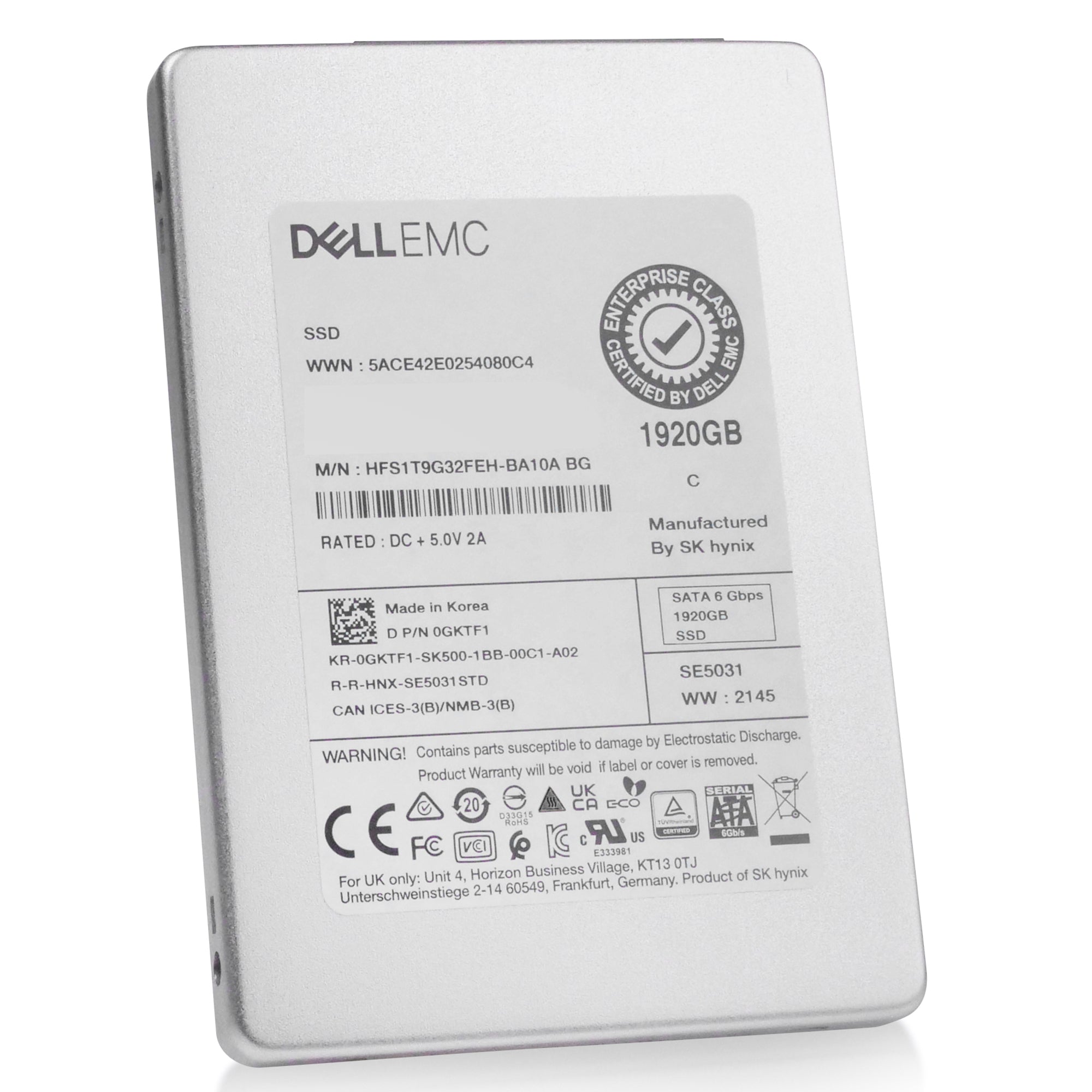Dell/SK Hynix HFS1T9G32FEH 1.92TB 3 DWPD SATA 6Gb/s 2.5in Refurbished SSD