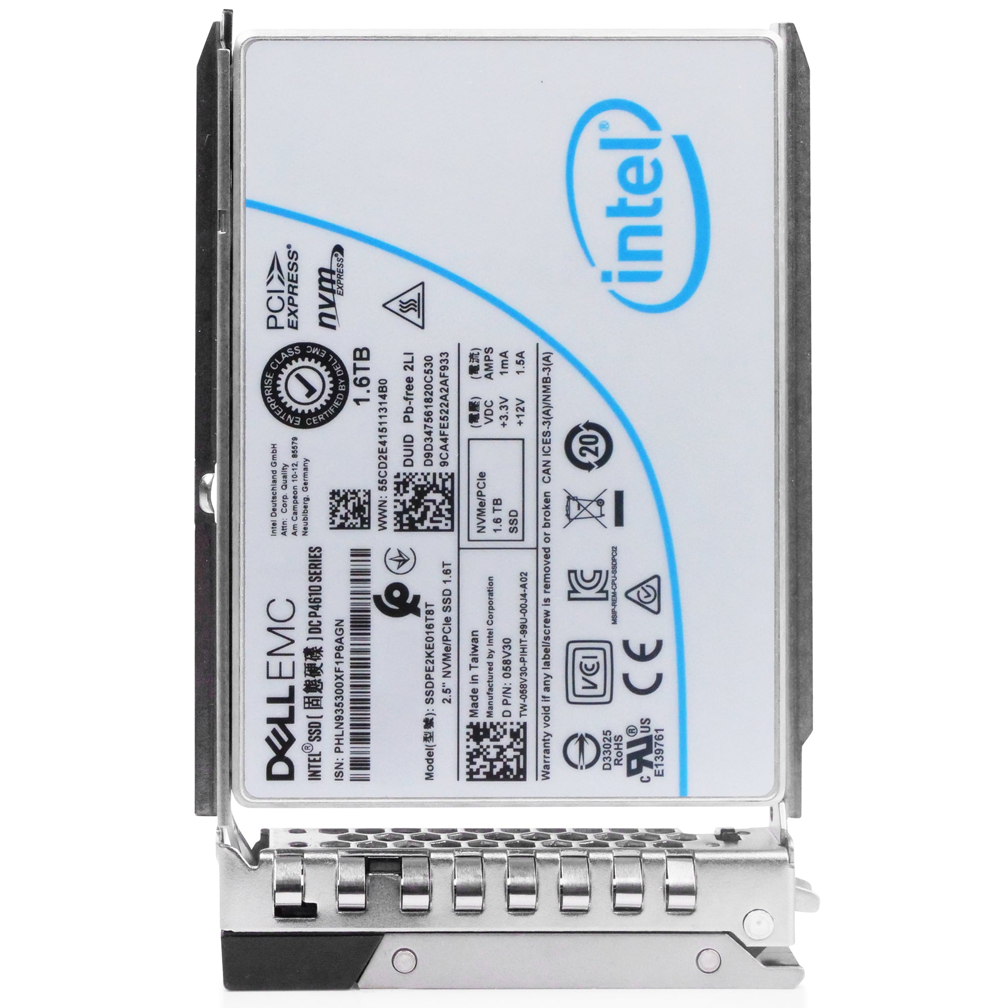 Dell G14 4WDXY 1.6TB 3 DWPD PCIe Gen 3.1 x4 4GB/s Mixed-Use 3D TLC U.2 NVMe 2.5in Refurbished SSD