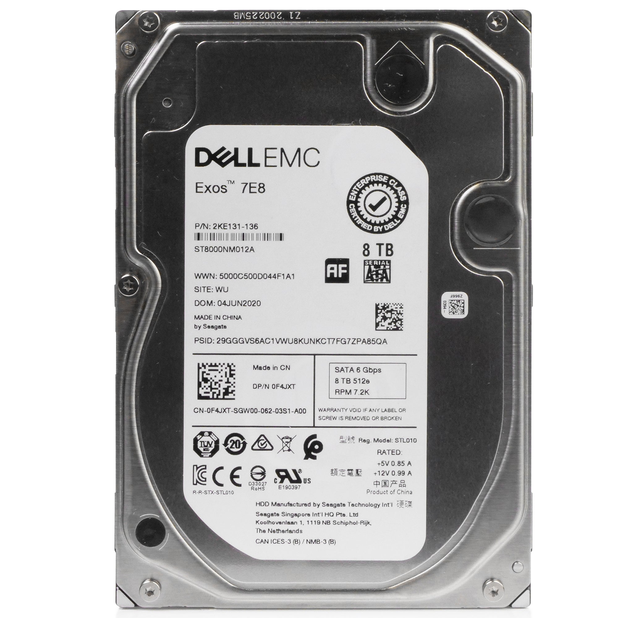 Dell/Seagate Exos 7E8 ST8000NM012A 8TB 7.2K RPM SATA 6Gb/s 512e 3.5in Refurbished HDD