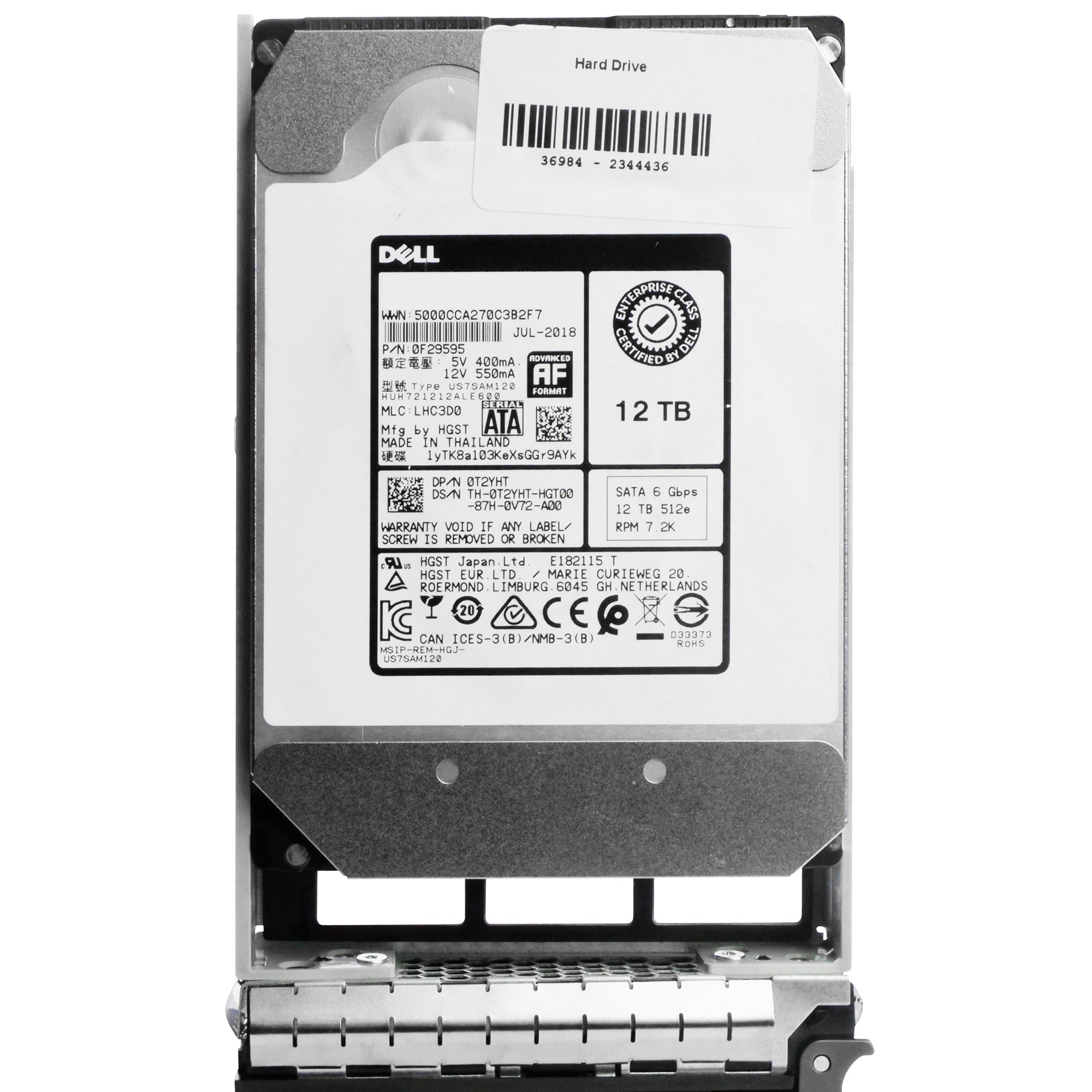 Dell G13 0CT4G8 12TB 7.2K RPM SATA 6Gb/s 512e 3.5in Refurbished HDD