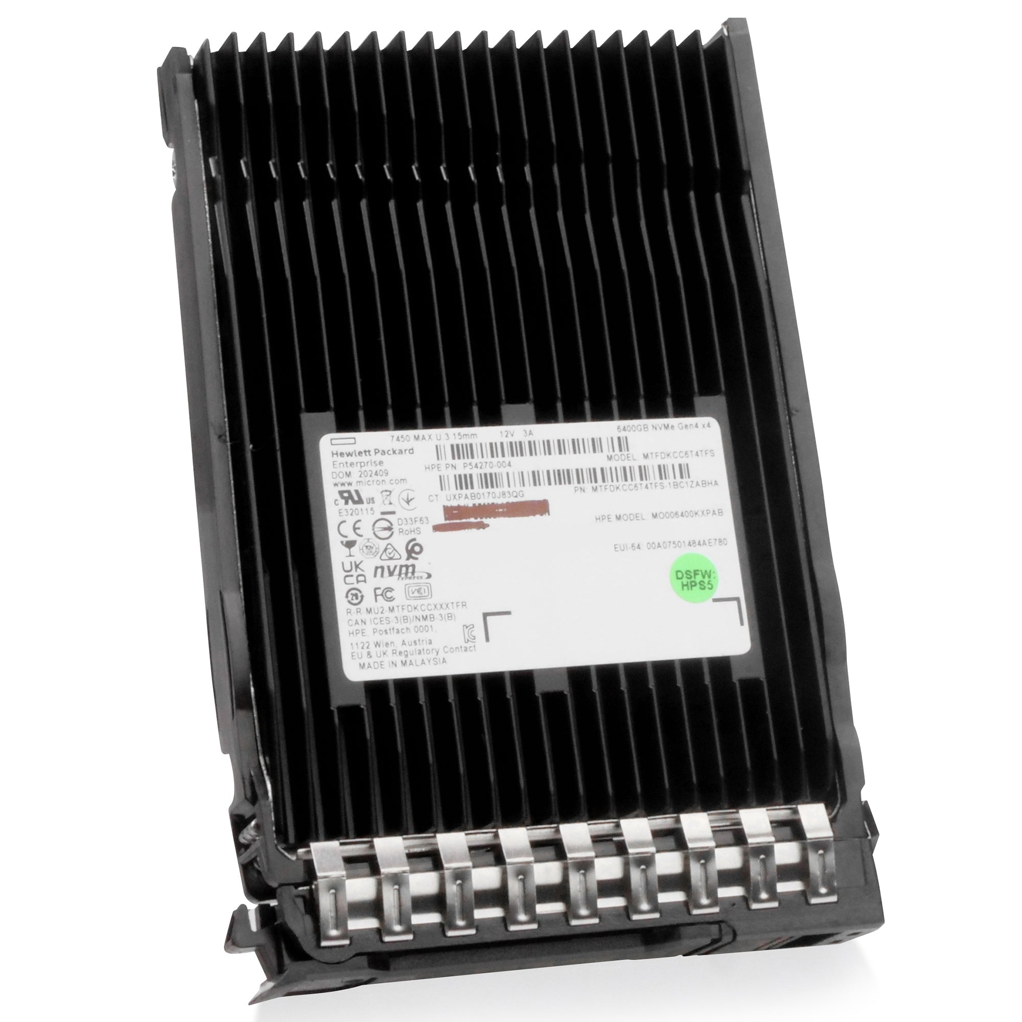 HP G11 MO006400KXPAB P54270-004 6.4TB 3 DWPD PCIe Gen 4.0 x4 8GB/s 3D TLC U.3 NVMe 2.5in Solid State Drive