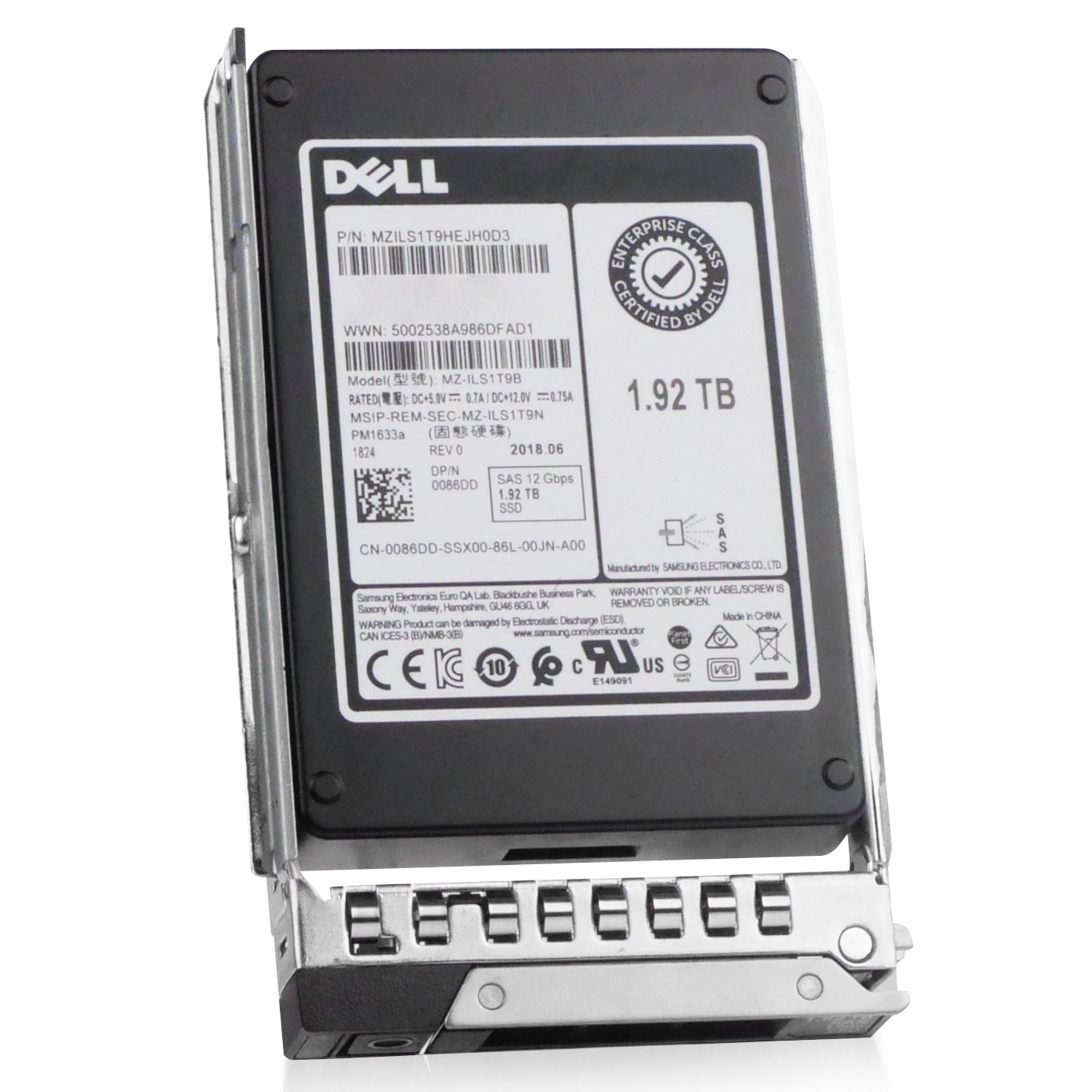 Dell G14 400-BBPQ 1.92TB 1 DWPD SAS 12Gb/s 3D TLC V-NAND 2.5in Refurbished SSD