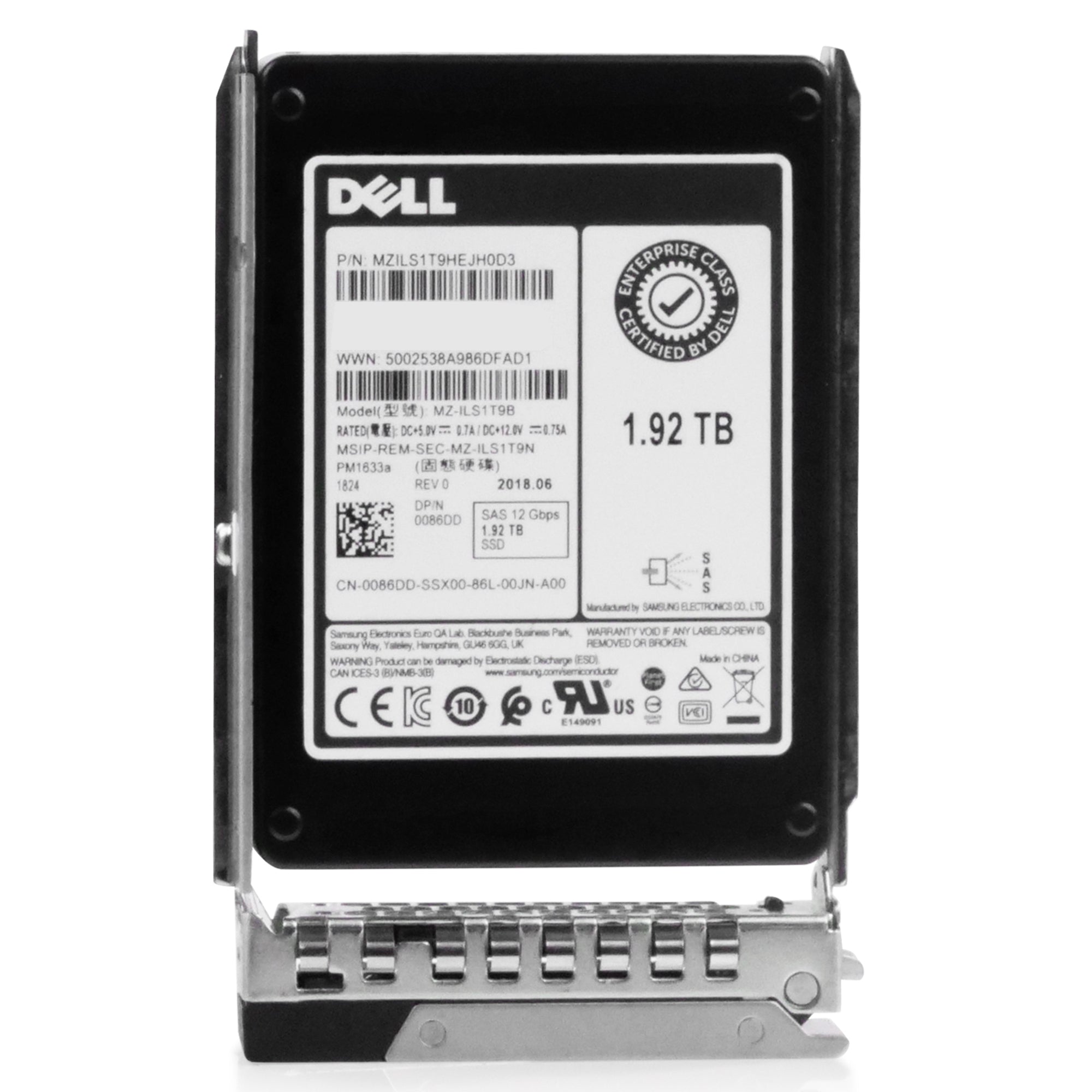 Dell G14 07DF6R 1.92TB 1 DWPD SAS 12Gb/s 3D TLC V-NAND 2.5in Refurbished SSD