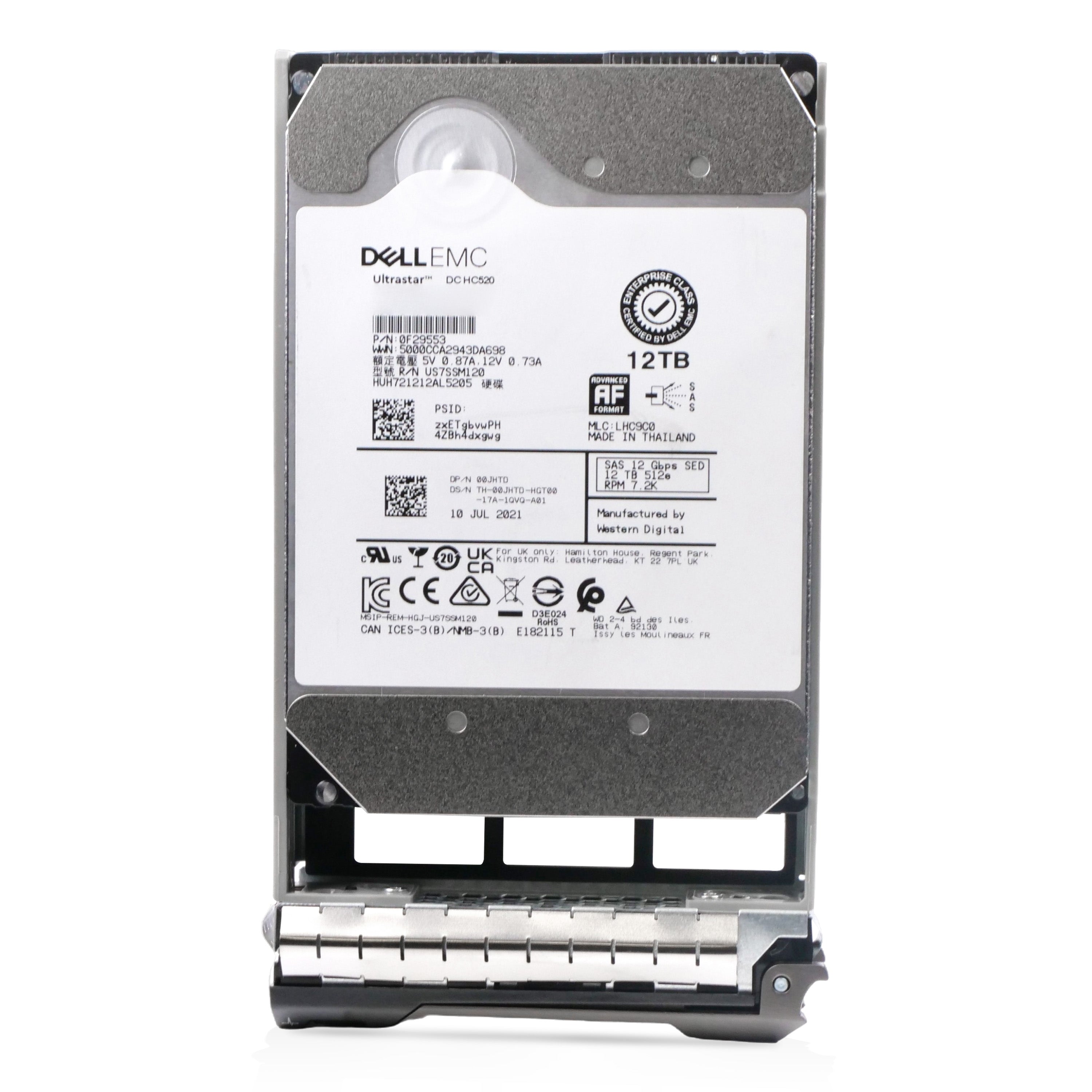Dell G13 400-AXLF 12TB 7.2K RPM SAS 12Gb/s 512e 256MB 3.5in Refurbished HDD