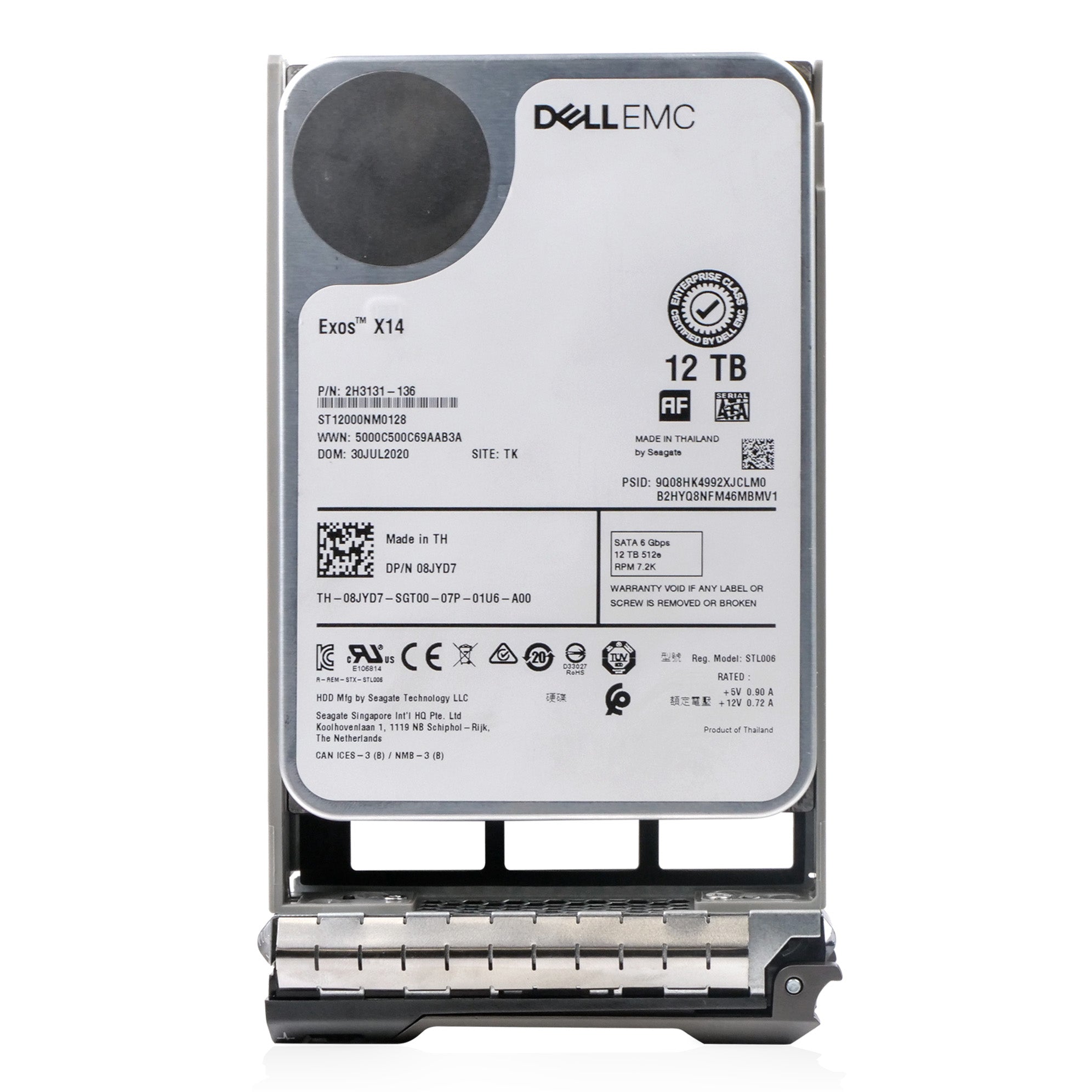 Dell G13 08JYD7 12TB 7.2K RPM SATA 6Gb/s 512e 3.5in Refurbished HDD