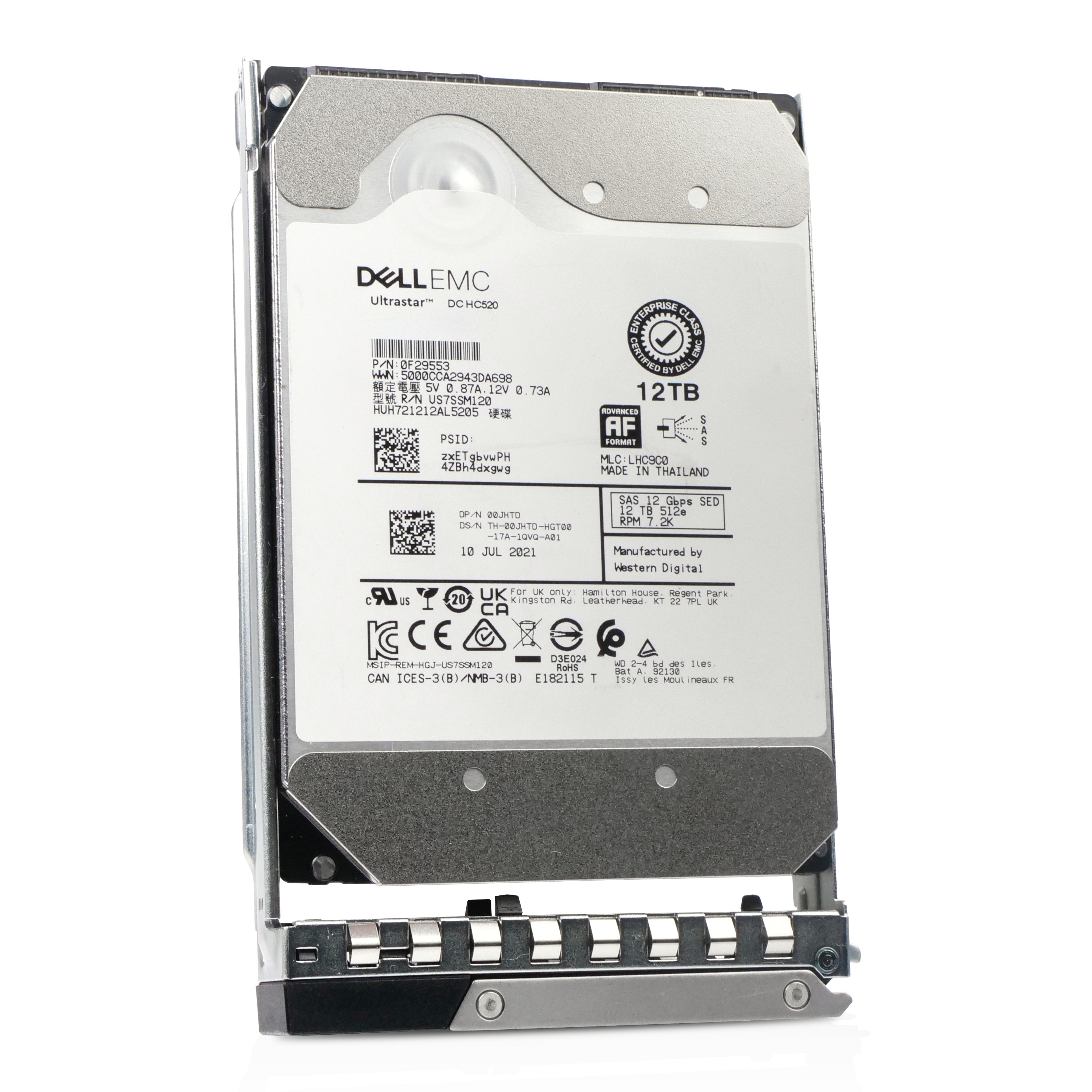 Dell G14 400-AXLI 12TB 7.2K RPM SAS 12Gb/s 512e 256MB 3.5in Refurbished HDD
