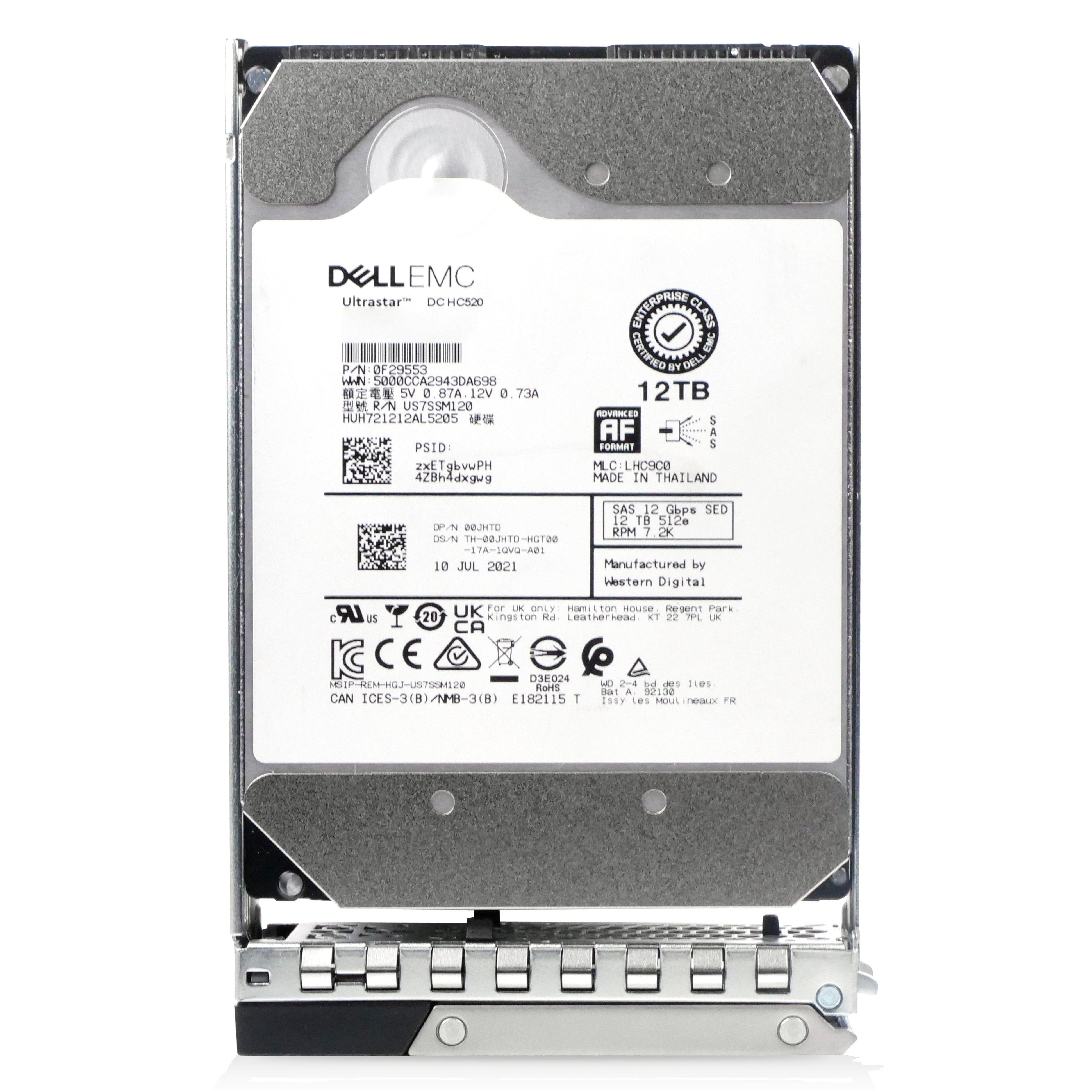 Dell G14 J778Y 12TB 7.2K RPM SAS 12Gb/s 512e 256MB 3.5in Refurbished HDD