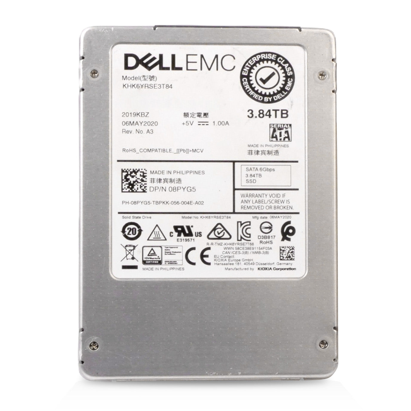 Dell/Kioxia KHK6YRSE3T84 3.84TB 1 DWPD SATA 6Gb/s 3D TLC 2.5in Refurbished SSD