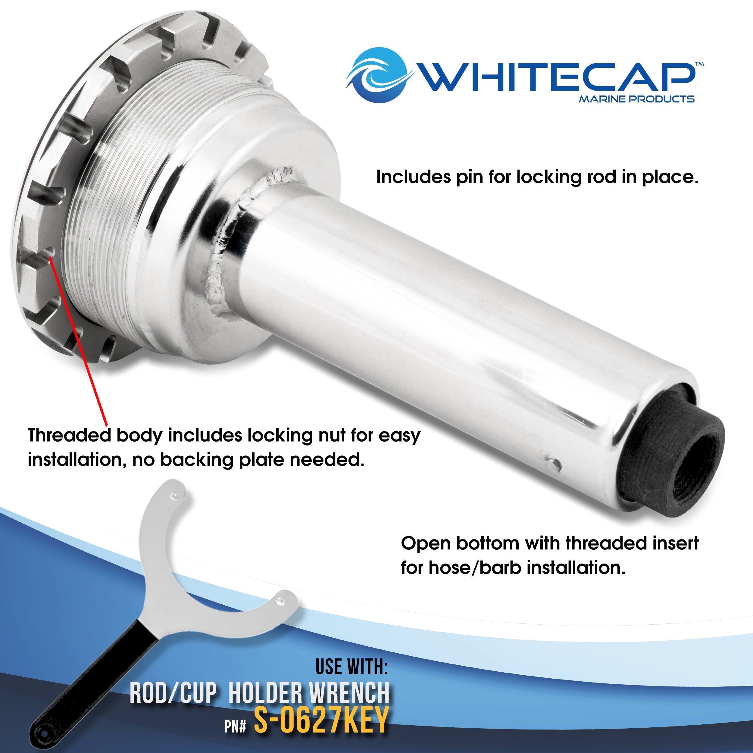 Whitecap S-0629 Stainless Steel Rod & Cup Holder - 30°
