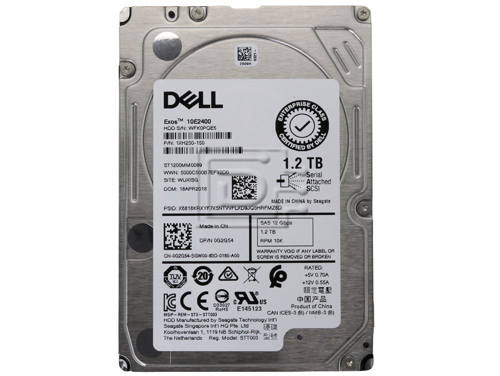Dell G2G54 1.2TB SAS 10K RPM 2.5 inch HDD / Seagate ST1200MM0099 / 1XH230-150 ME4 / ME5