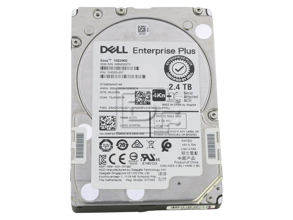 Dell Enterprise Plus XWF6X / Seagate ST2400MM0149 2.4TB 2.5in SFF 12Gbps 10K SAS 4Kn SED / FIPS 140-2 Hard Drive
