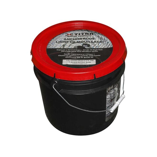 Titan Chain CAR3S91250H1415 Three Strand Anchor Rode, 9/16" x 250' Line, 1/4" x 15' Chain