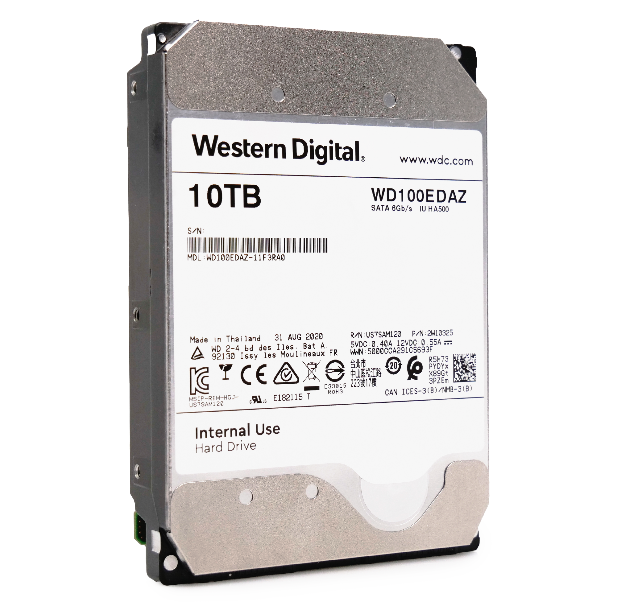 Western Digital WD100EDAZ-11F3RA0 10TB 5.4K RPM SATA 6Gb/s 512e 3.5in Refurbished HDD