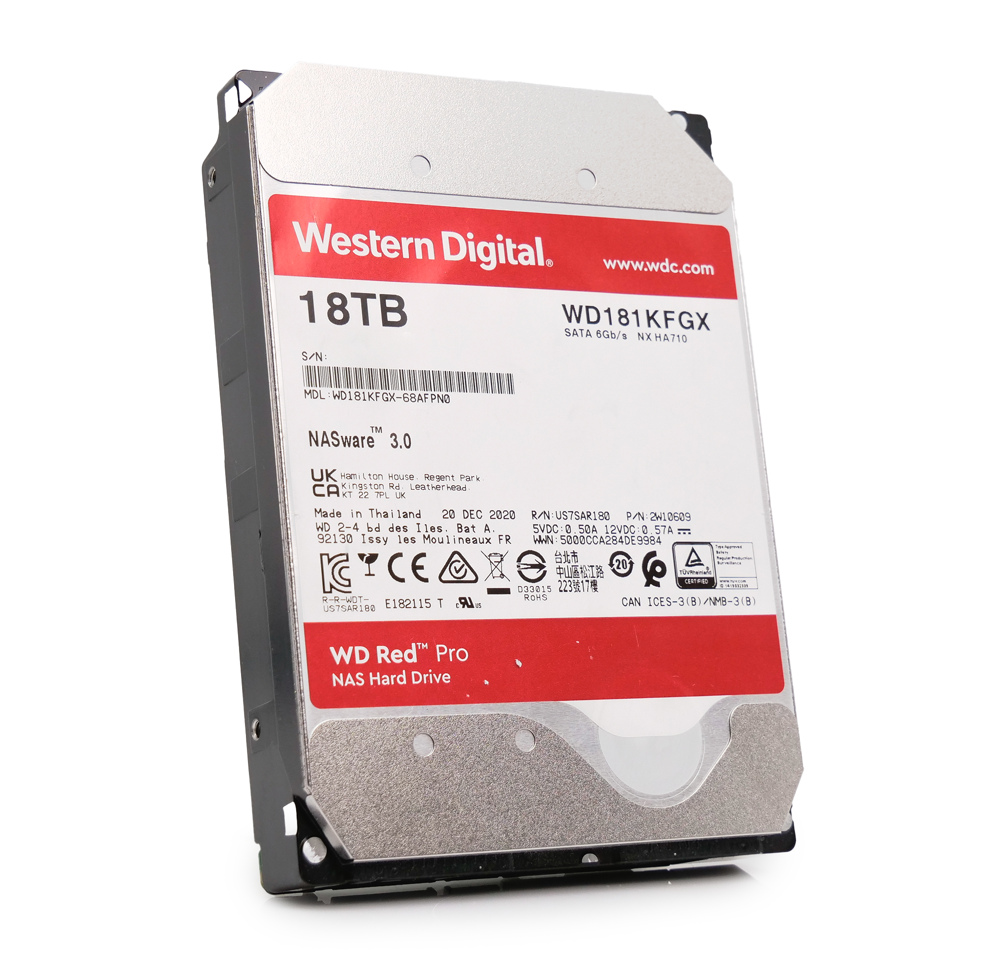 Western Digital Red Pro WD181KFGX 18TB 7.2K RPM SATA 6Gb/s 512e 3.5in Refurbished HDD