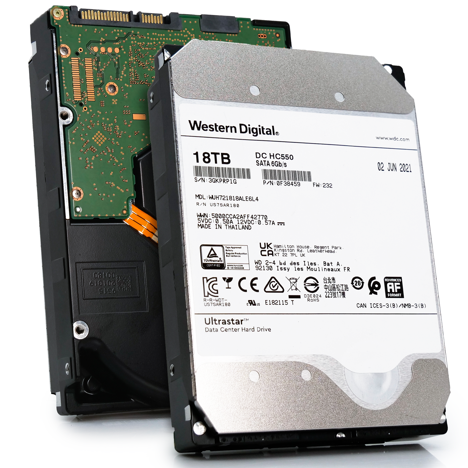 Western Digital Ultrastar DC HC550 WUH721818ALE6L4 0F38459 18TB 7.2K RPM SATA 6Gb/s 512e 512MB 3.5" Refurbished HDD