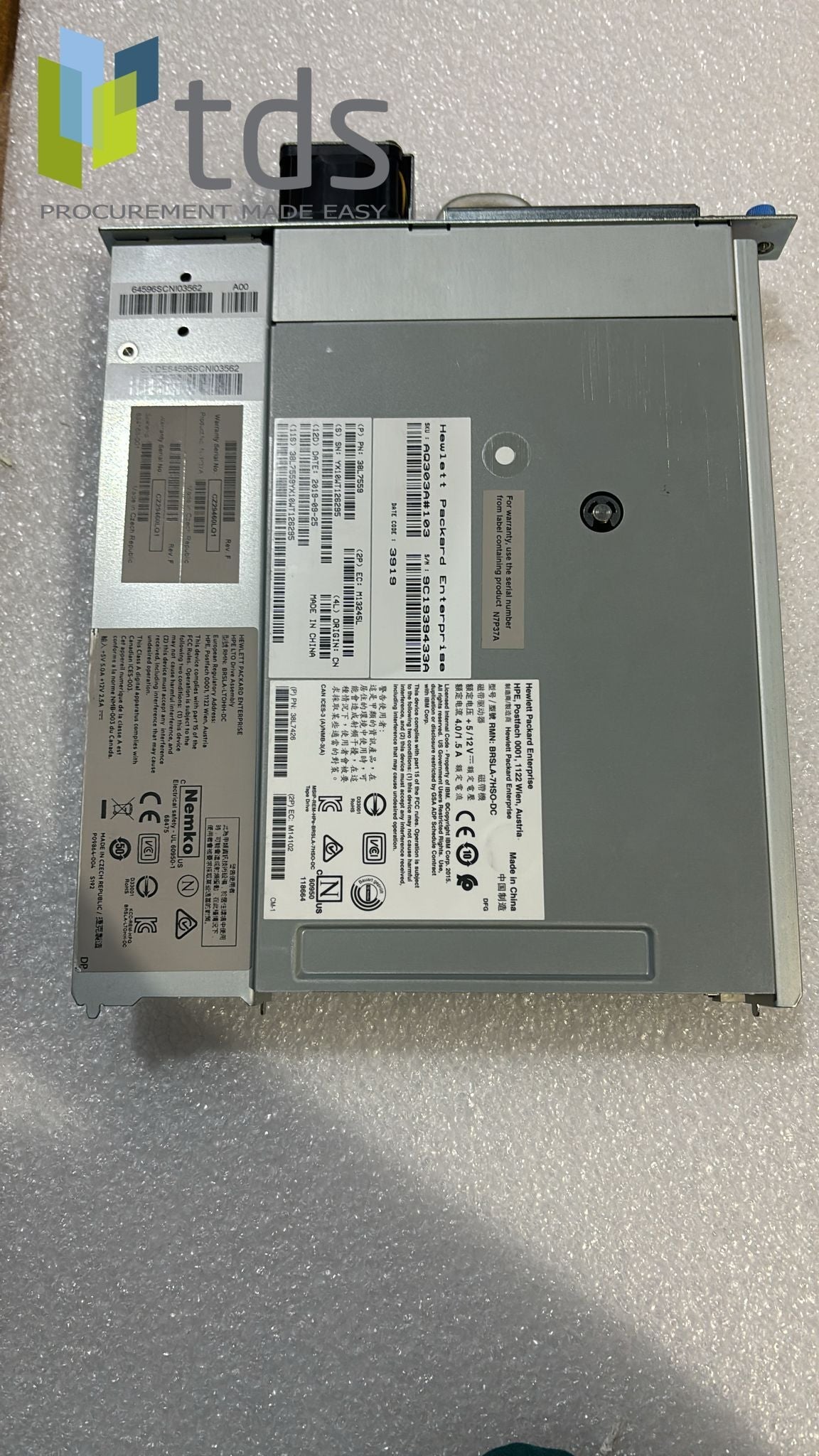 HPE N7P37A LTO-7 Tape Drive - Front View | Alo Tech Solutions