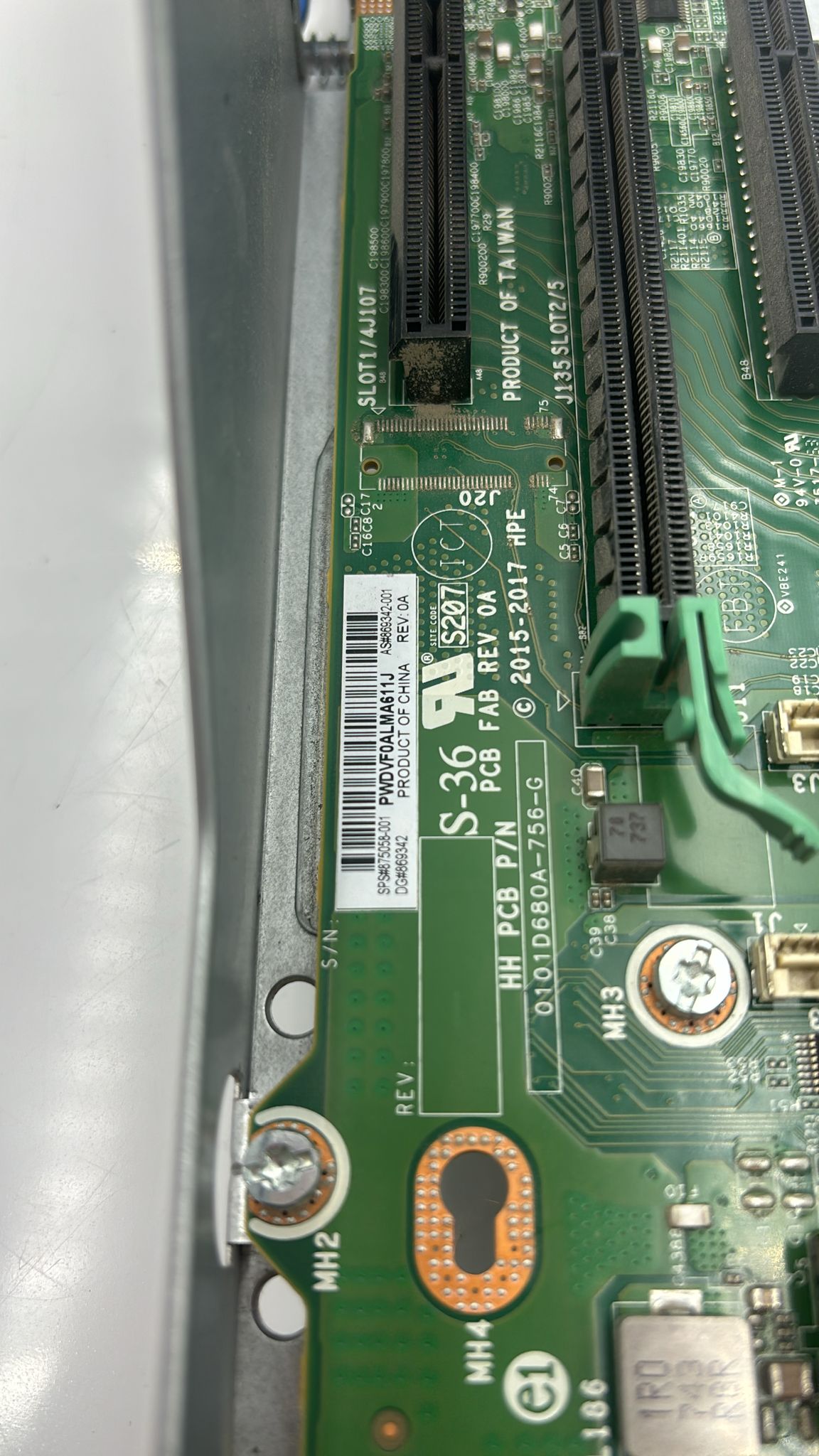 HP 875058-001 DL380 G10 PCI Riser - Rear View | Alo Tech Solutions