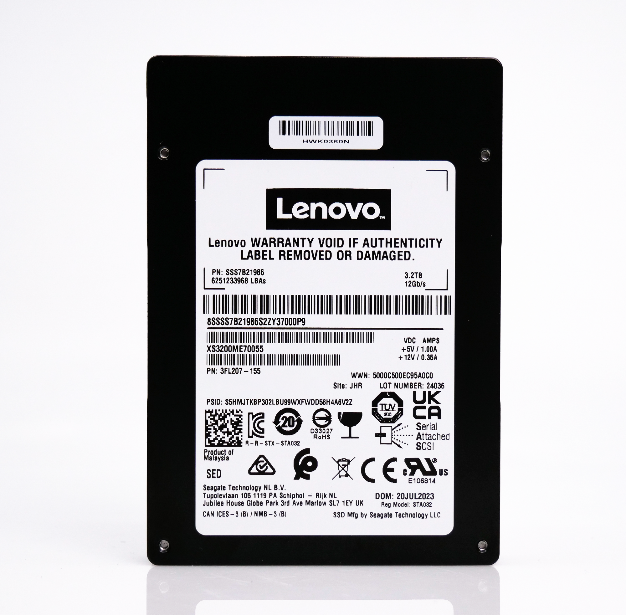 Lenovo/Seagate Nytro XS3200ME70055 SSS7B21986 3.2TB 10 DWPD SAS 12Gb/s 3D eTLC 2.5in Refurbished SSD