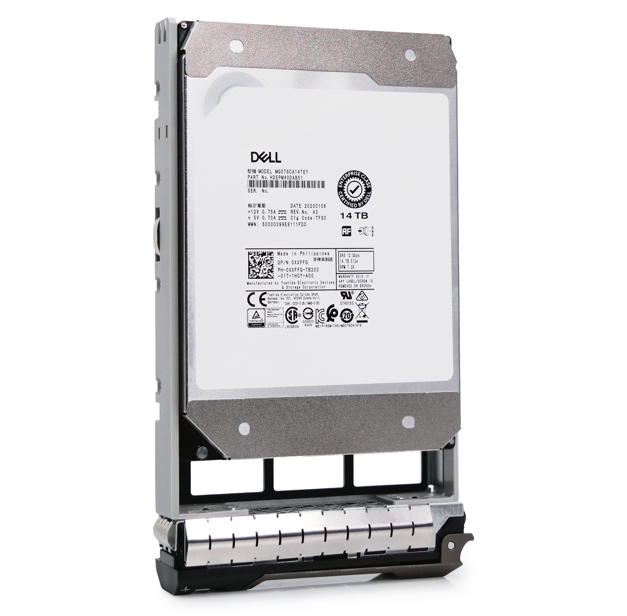 Dell G13 0XXFFG 14TB 7.2K RPM SAS 12Gb/s 512e 3.5in Hard Drive