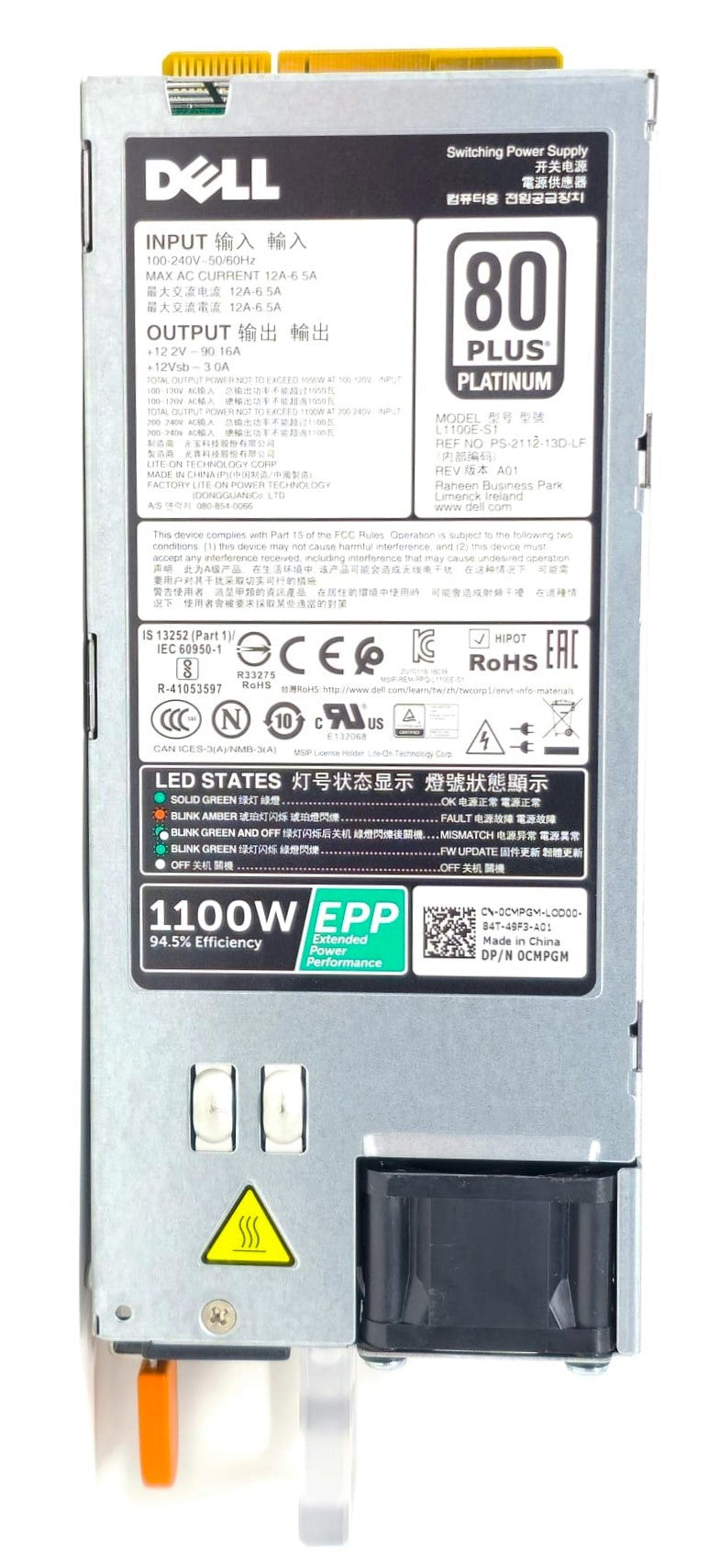 CMPGM - 1100W Hot Plug 80+ Platinum Power Supply for PowerEdge C4130 R730 R630 T630 R530