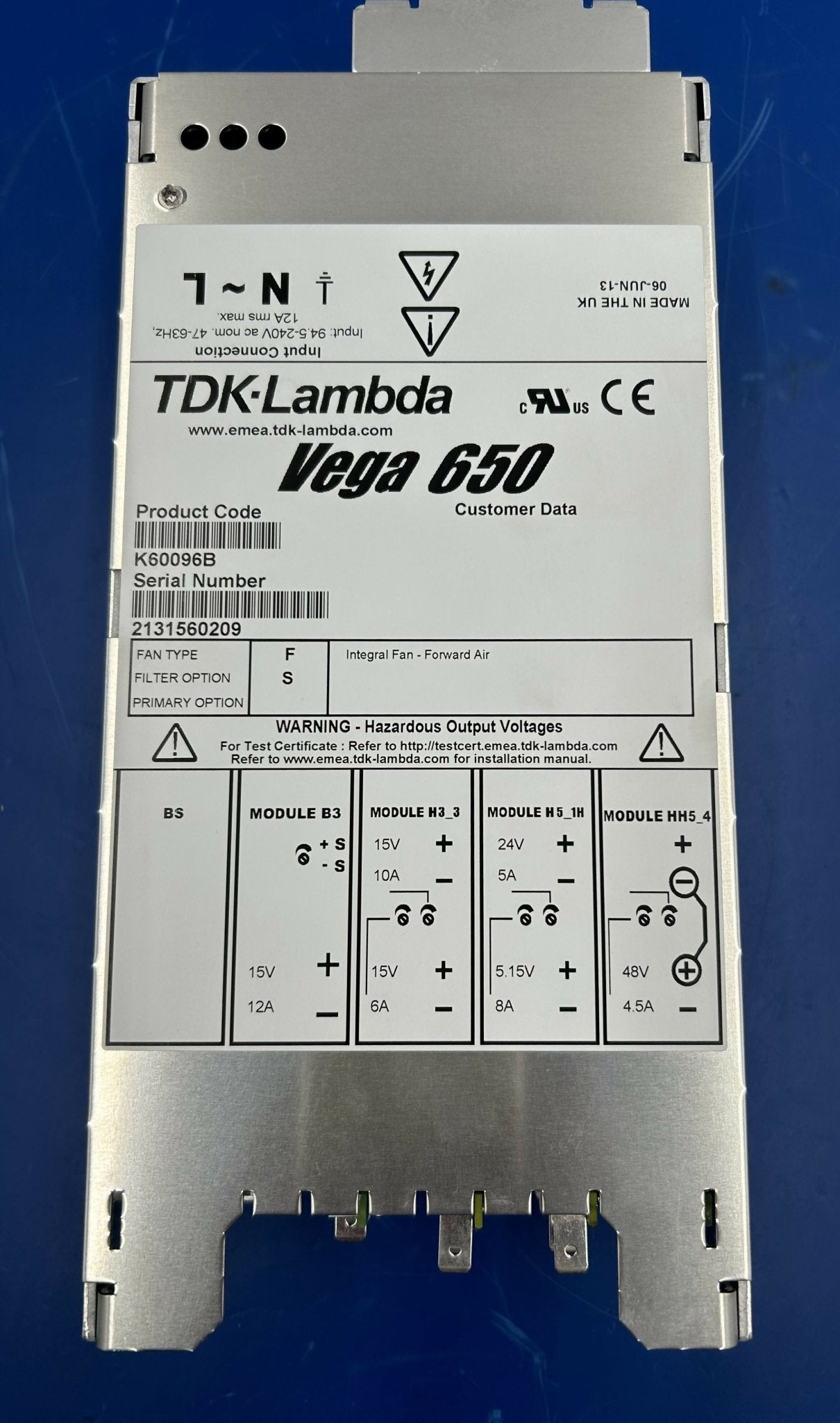 AC/DC VEGA650 POWER SUPPLY NEW (07755114/7755114/K60096B SIEMENS/LAMBDA