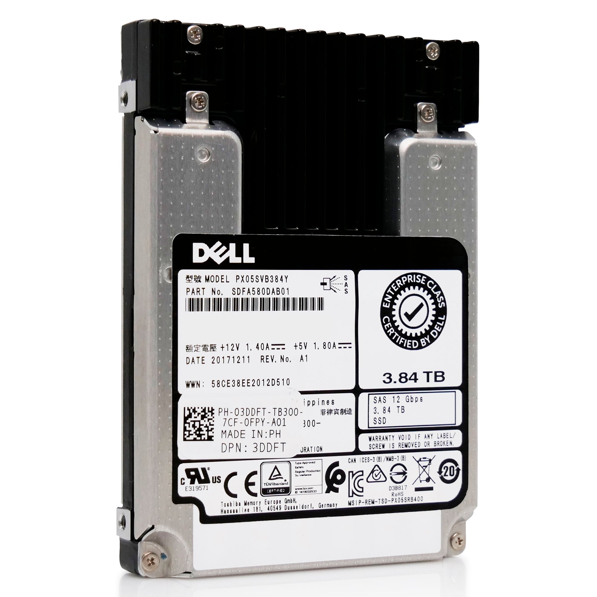 Kioxia Enterprise SSD PX05SVB384Y 3.84TB 3 DWPD SAS-3 12Gb/s MLC 2.5in Refurbished SSD