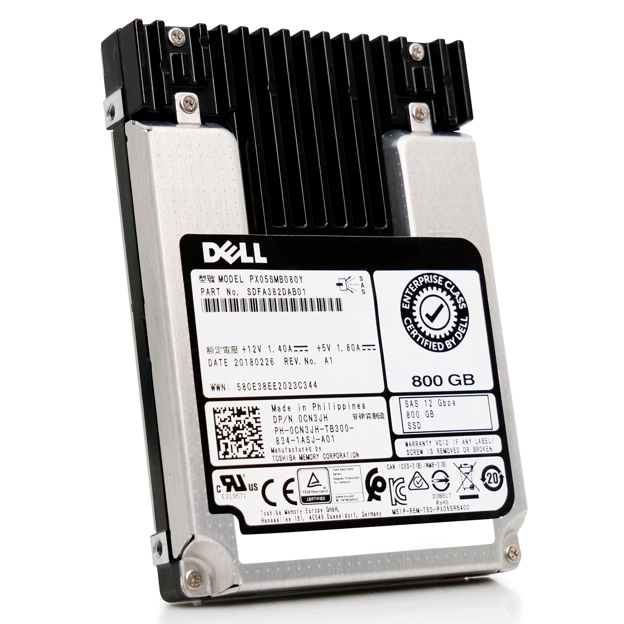 Toshiba Enterprise SSD PX05SMB080Y 800GB 10 DWPD SAS-3 12Gb/s MLC 2.5in Solid State Drive