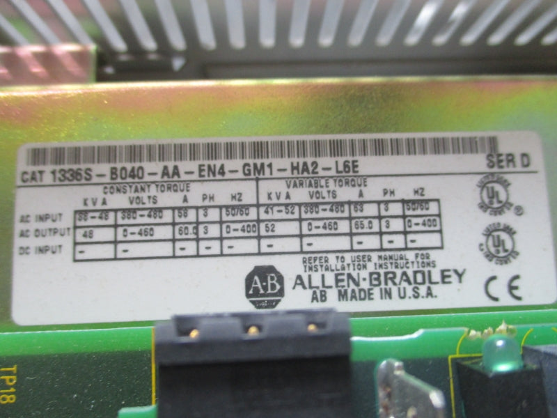 ALLEN BRADLEY 1336S-B040-AA-EN4-GM1-HA2-L6E SER. D 380-480V 58A NSNP