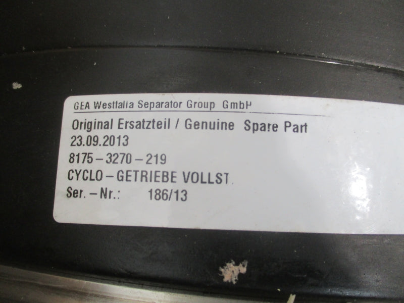 GEA WESTFALIA SEPARATOR GEARBOX 8175-3270-219 NSNP