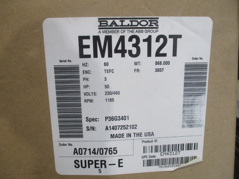 BALDOR EM4312T 230/460V 123/61.7A NSMP