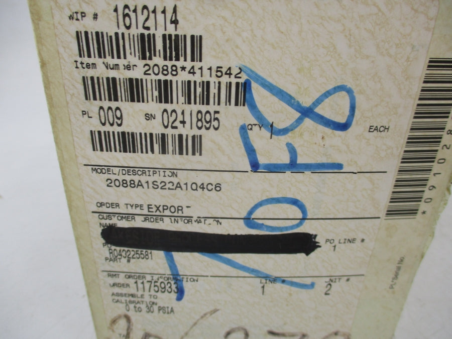 ROSEMOUNT 2088A1S22A1Q4C6 10.5-36VDC 0-30PSI NSMP