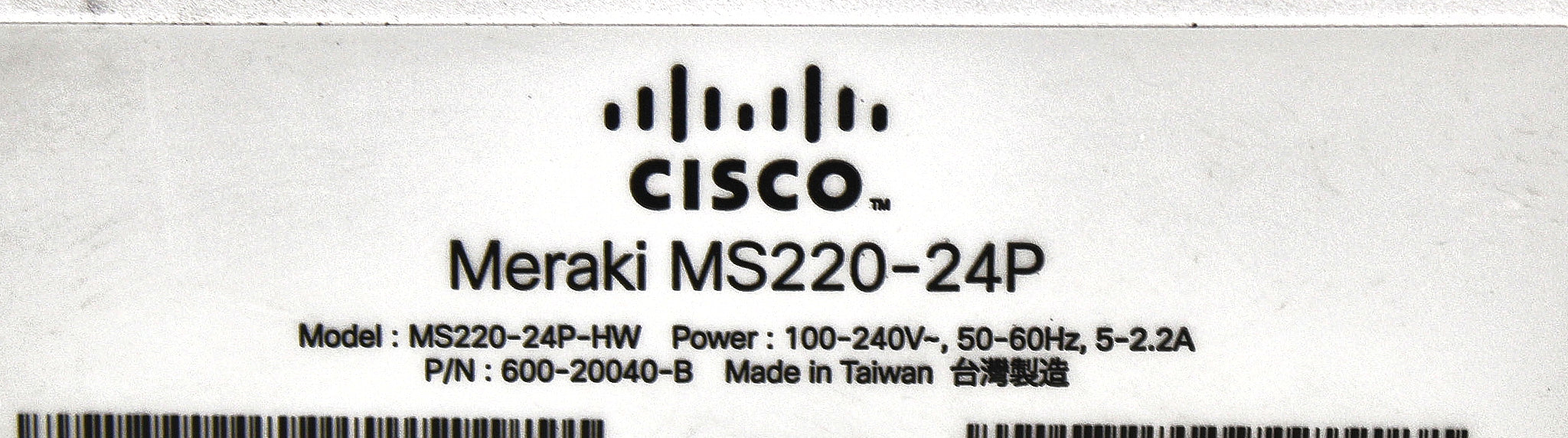 Cisco MS220-24P Meraki L2 Cloud Managed 24 Port PoE Switch