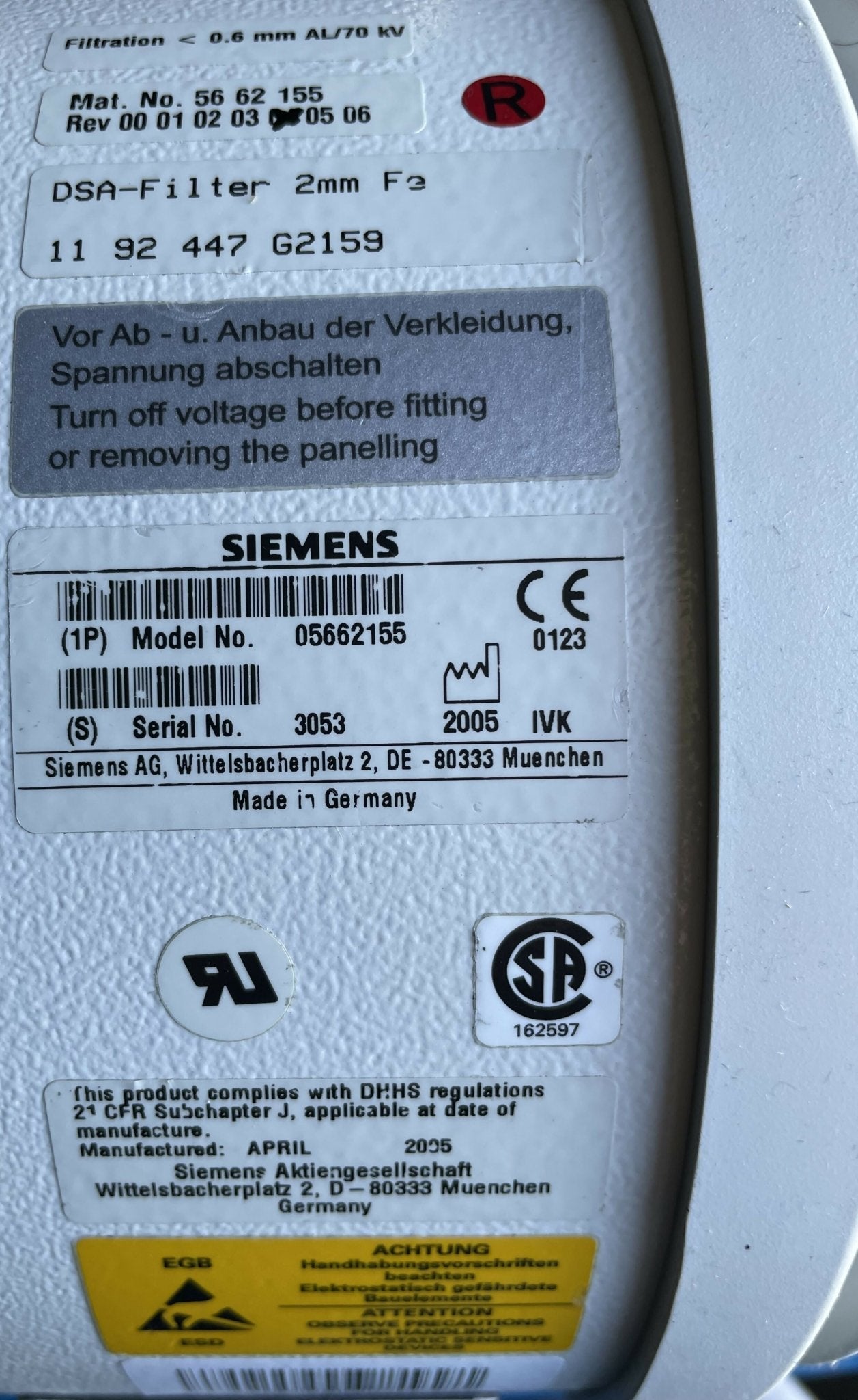 Collimator CARD AXIOM (5662155/05662155 SIEMENS