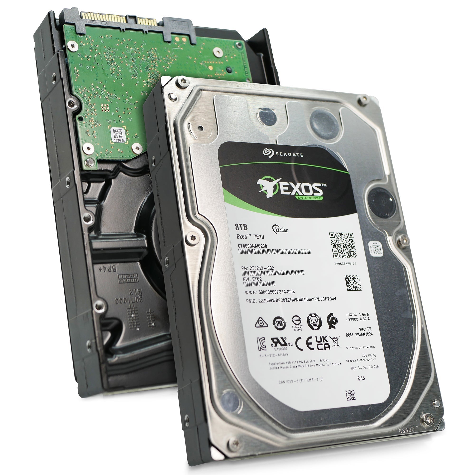 Seagate Exos 7E10 ST8000NM020B 8TB 7.2K RPM SAS 12Gb/s 512e 3.5in Refurbished HDD