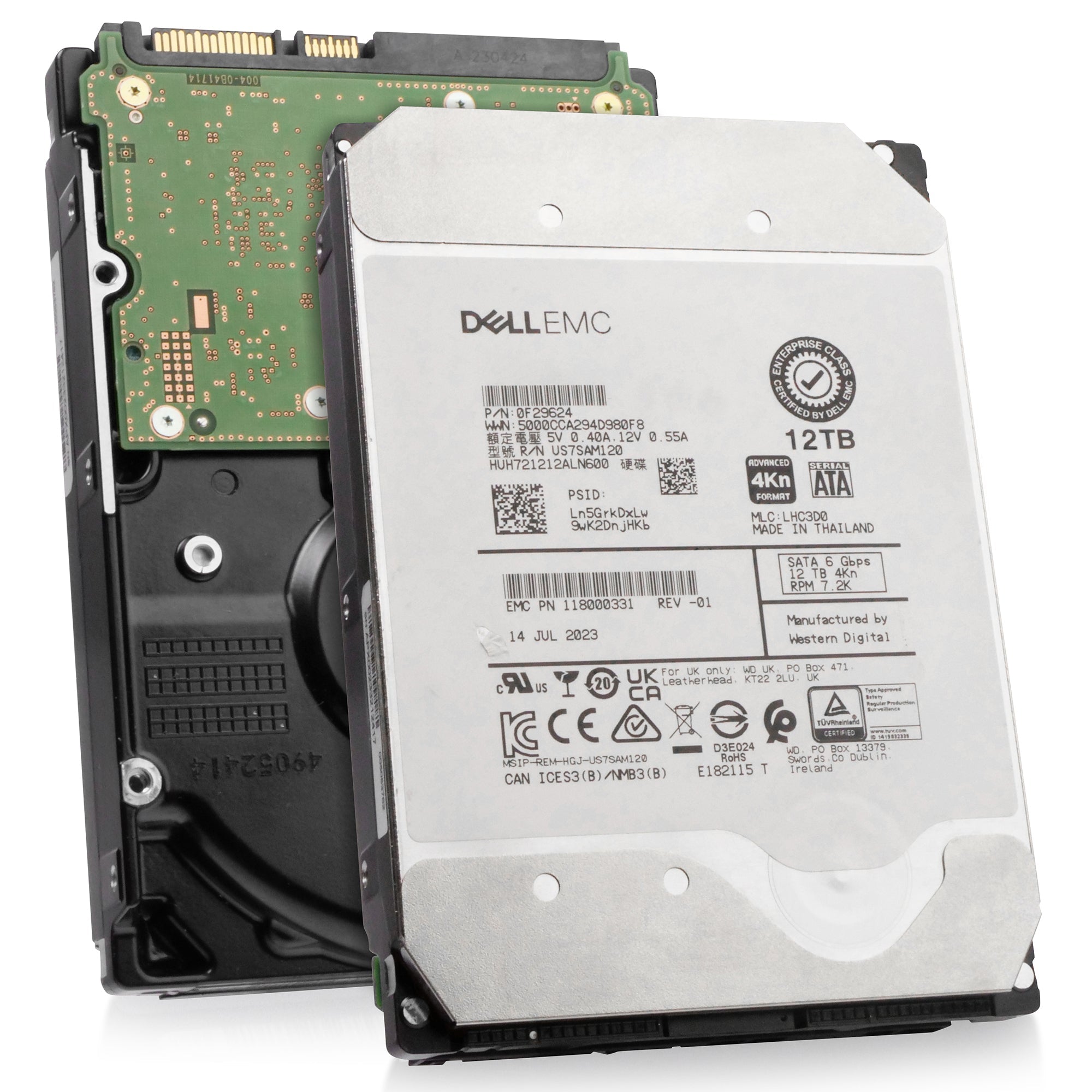 Dell/Western Digital Ultrastar DC HC520 HUH721212ALN600 0F29624 12TB 7.2K RPM SATA 6Gb/s 4Kn 3.5in Refurbished HDD
