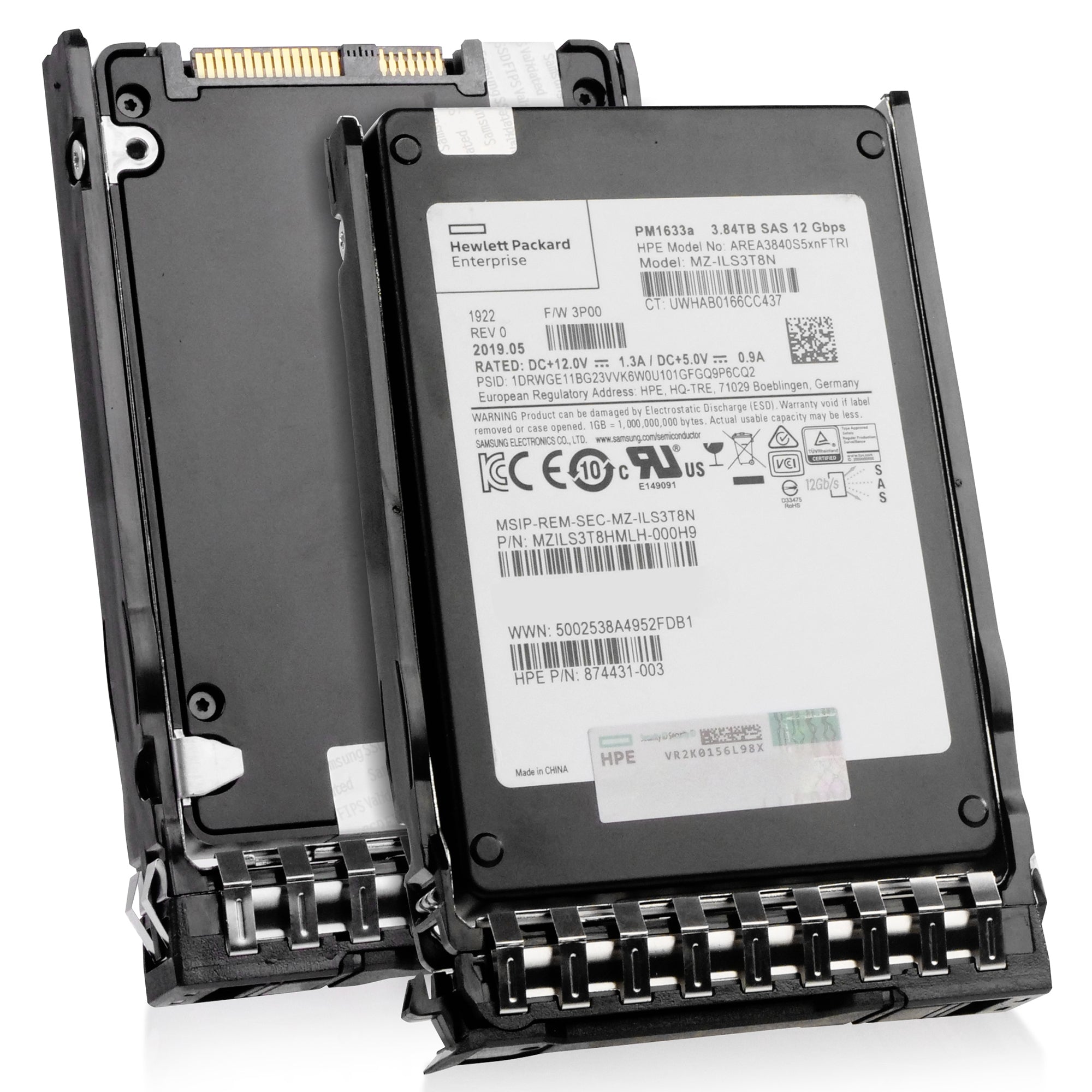 HP Generation 11 874431-003 AREA3840S5xnFTRI 3.84TB 1 DWPD SAS 12Gb/s 3D TLC V-NAND 2.5in Refurbished SSD