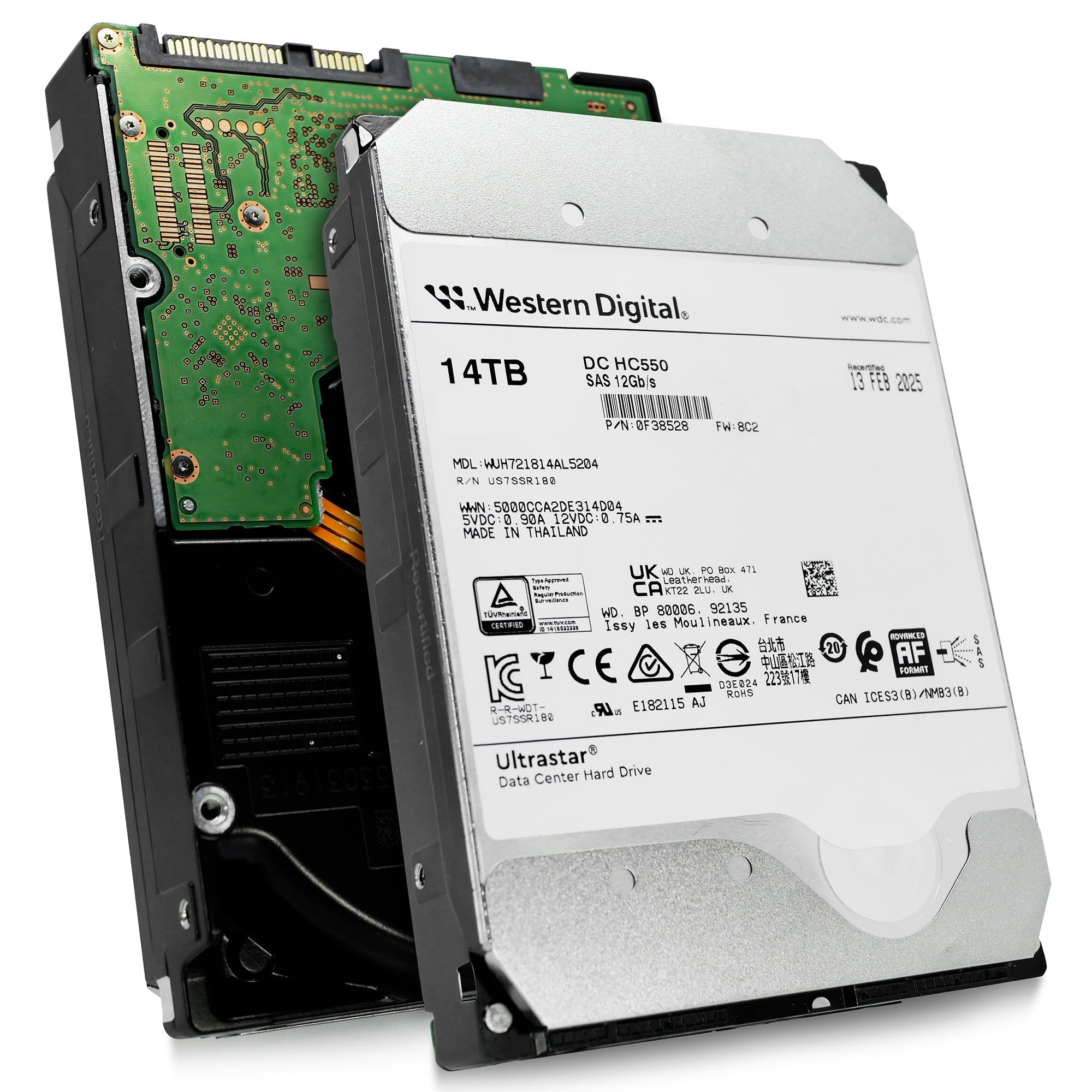 Western Digital Ultrastar DC HC550 WUH721814AL5204 0F38528 14TB 7.2K RPM SAS 12Gb/s 512e 3.5in Recertified Hard Drive