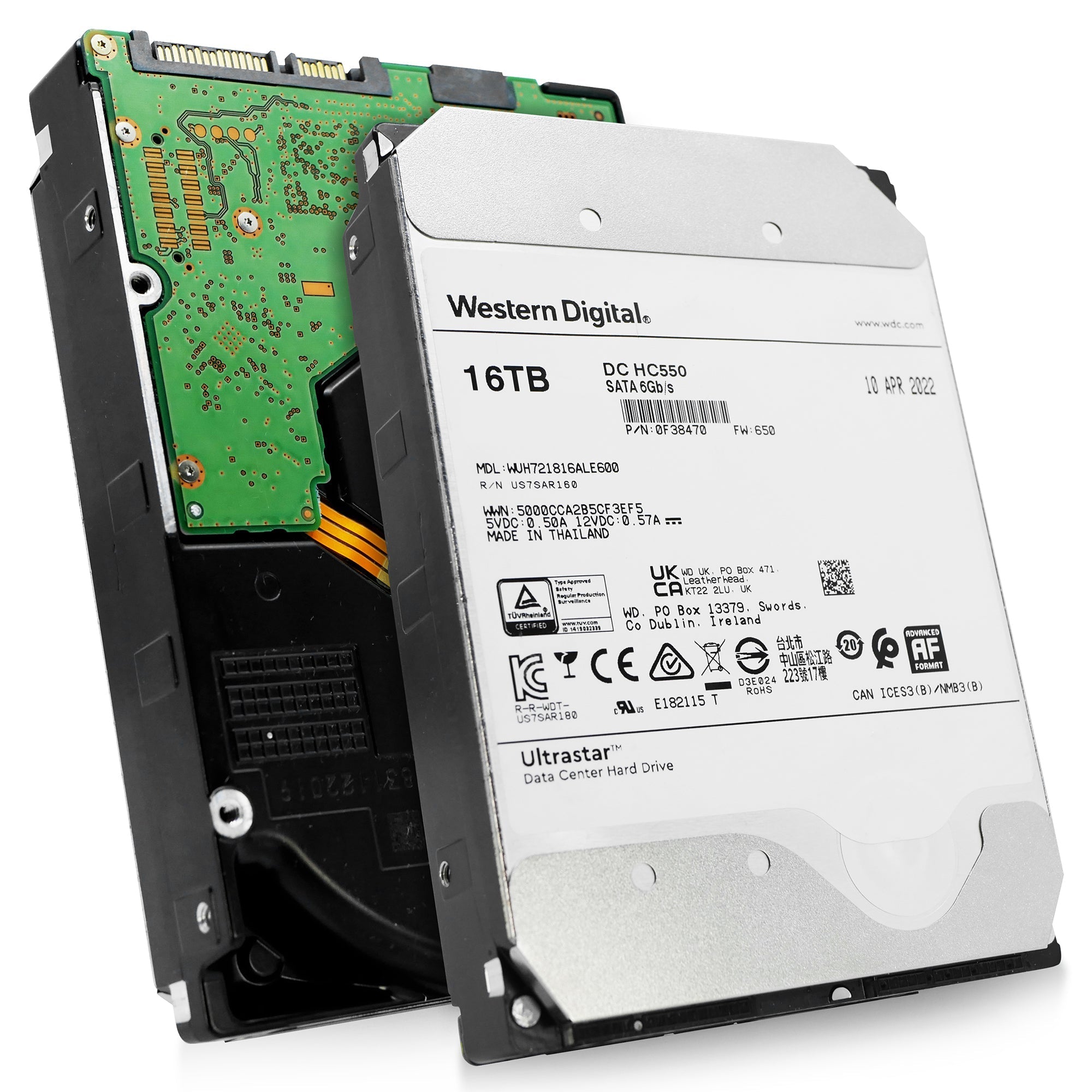 Western Digital Ultrastar DC HC550 WUH721816ALE600 0F38470 16TB 7.2K RPM SATA 6Gb/s 512e 3.5in Refurbished HDD